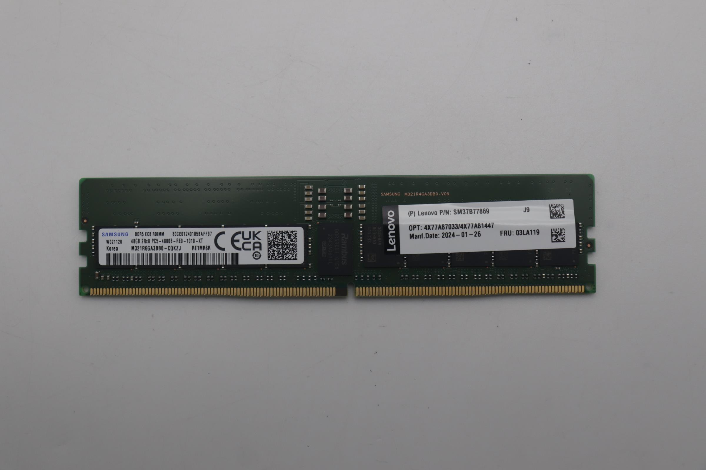 Оперативная память Samsung 48GB 2RX8 TruDDR5-4800 24Gbit RDIMM COO (03LA119)