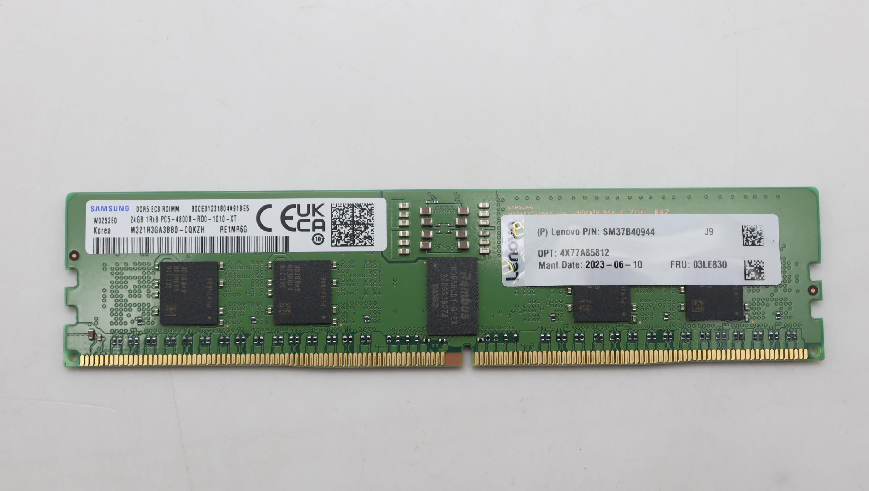 Оперативная память Lenovo 24GB TruDDR5 4800MHz (1Rx8) RDIMM (03LE830)