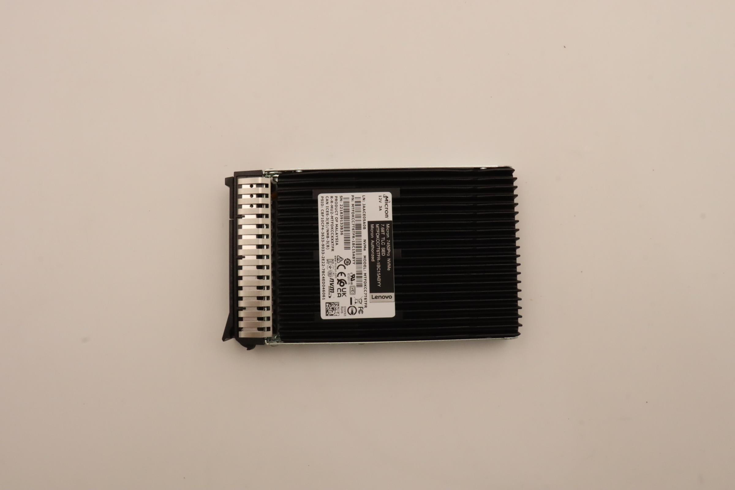 SSD накопитель Lenovo ThinkSystem 2.5" U.3 7450 PRO 7.68TB Read Intensive NVMe PCIe 4.0 x4 HS SSD SED (03GX527)