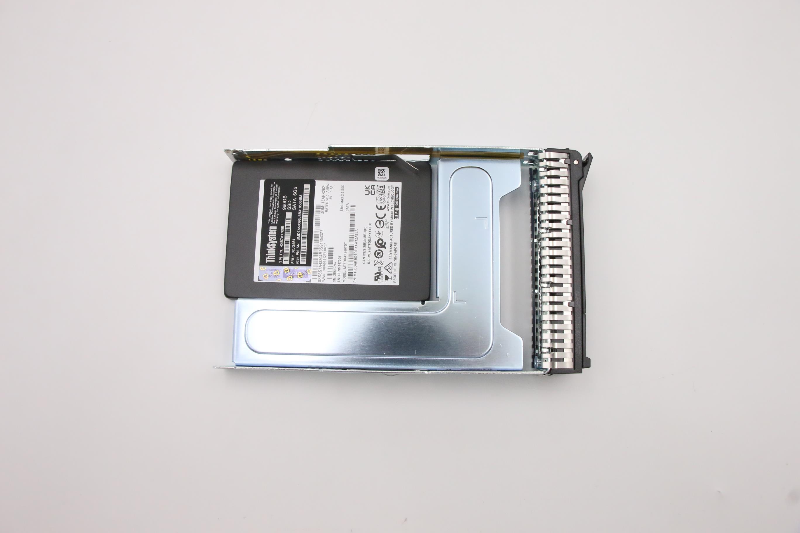 SSD накопитель Lenovo ThinkSystem 3.5" 5300 960GB Mainstream SATA 6Gb Hot Swap SSD (02JG554)