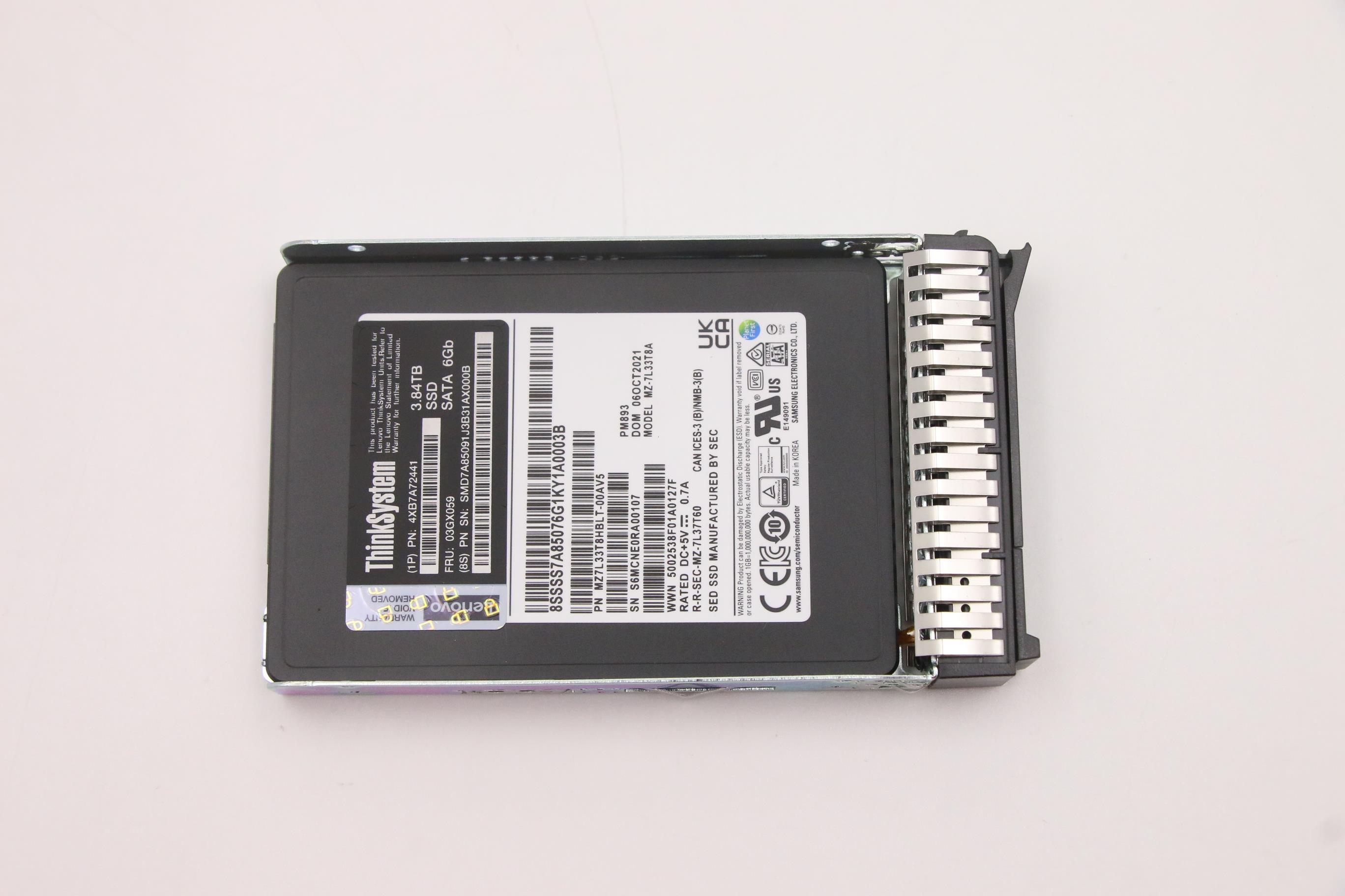 SSD накопитель Lenovo ThinkSystem 2.5" PM893 3.84TB Read Intensive SATA 6Gb HS SSD (03GX059)