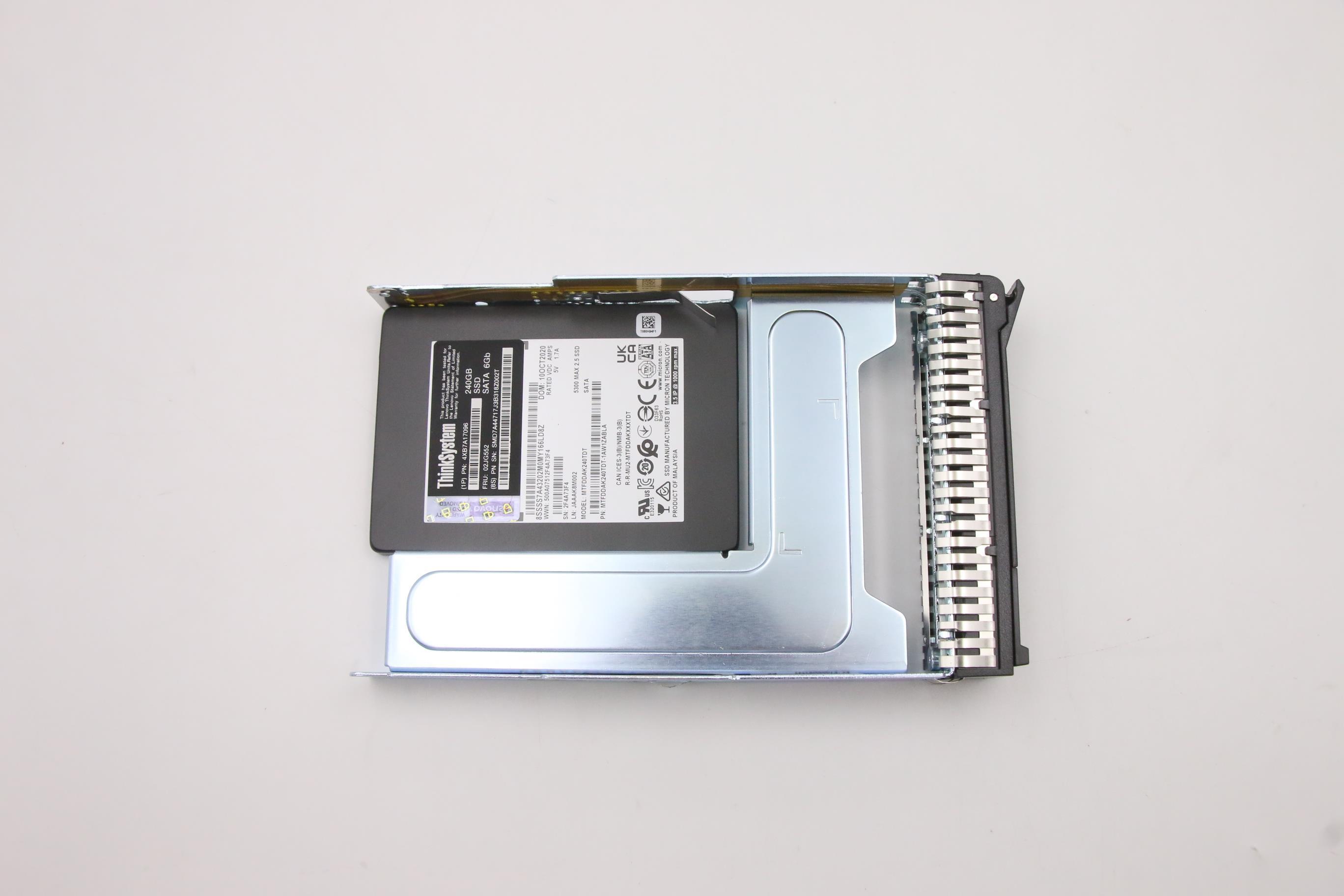 SSD накопитель Lenovo ThinkSystem 3.5" 5300 240GB Mainstream SATA 6Gb Hot Swap SSD (02JG552)