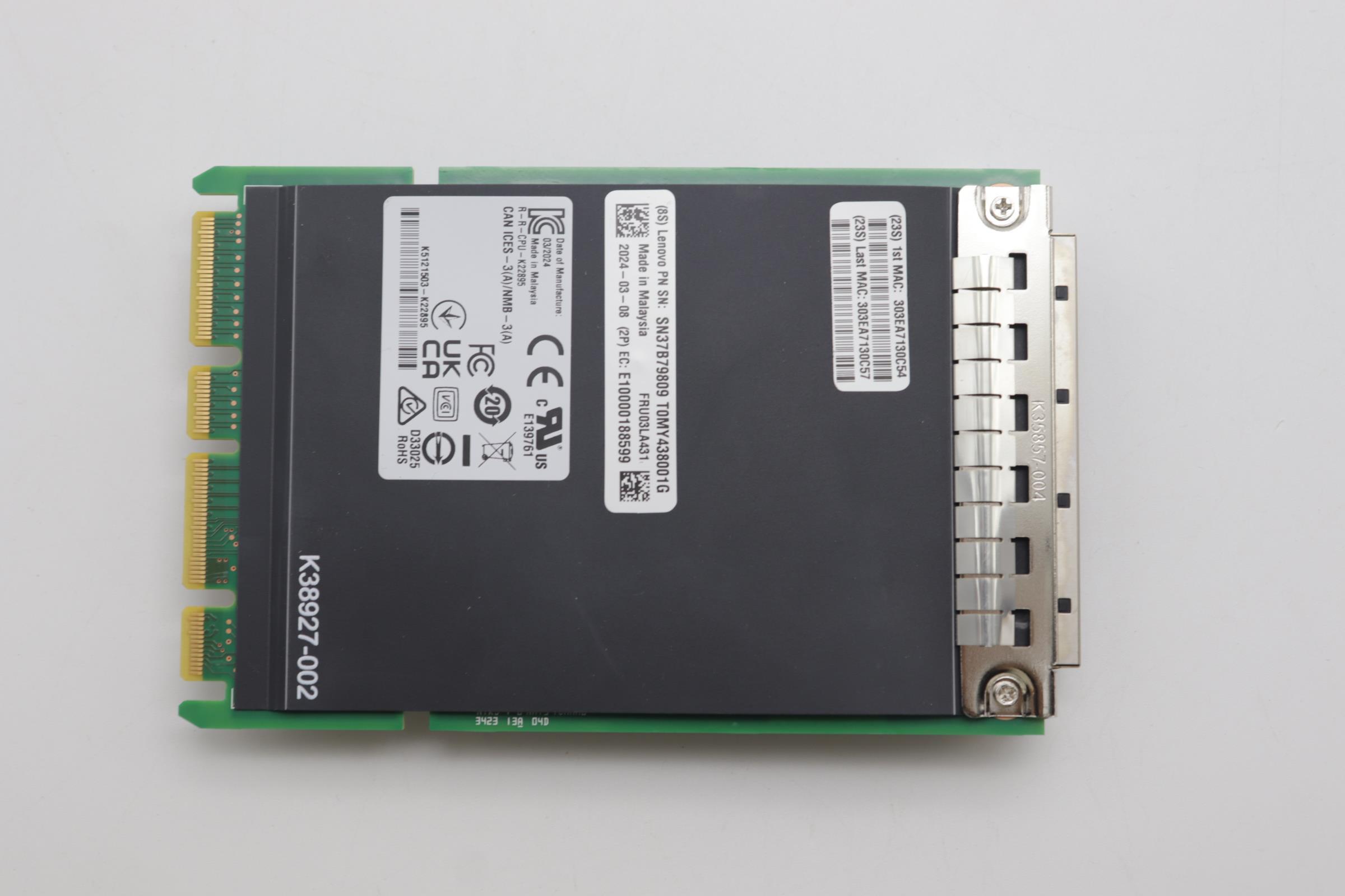 Сетевая карта Ethernet, Intel i350, OCP, 1GbE, RJ45 4 Ports (03LA431)