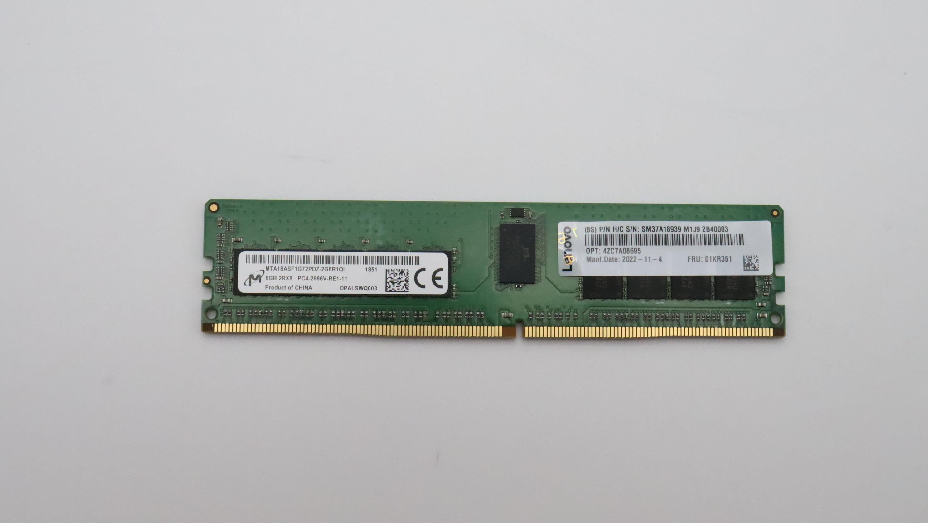 Оперативная память Lenovo ThinkSystem 8GB TruDDR4 2666 MHz (2Rx8 1.2V) RDIMM (01KR351)