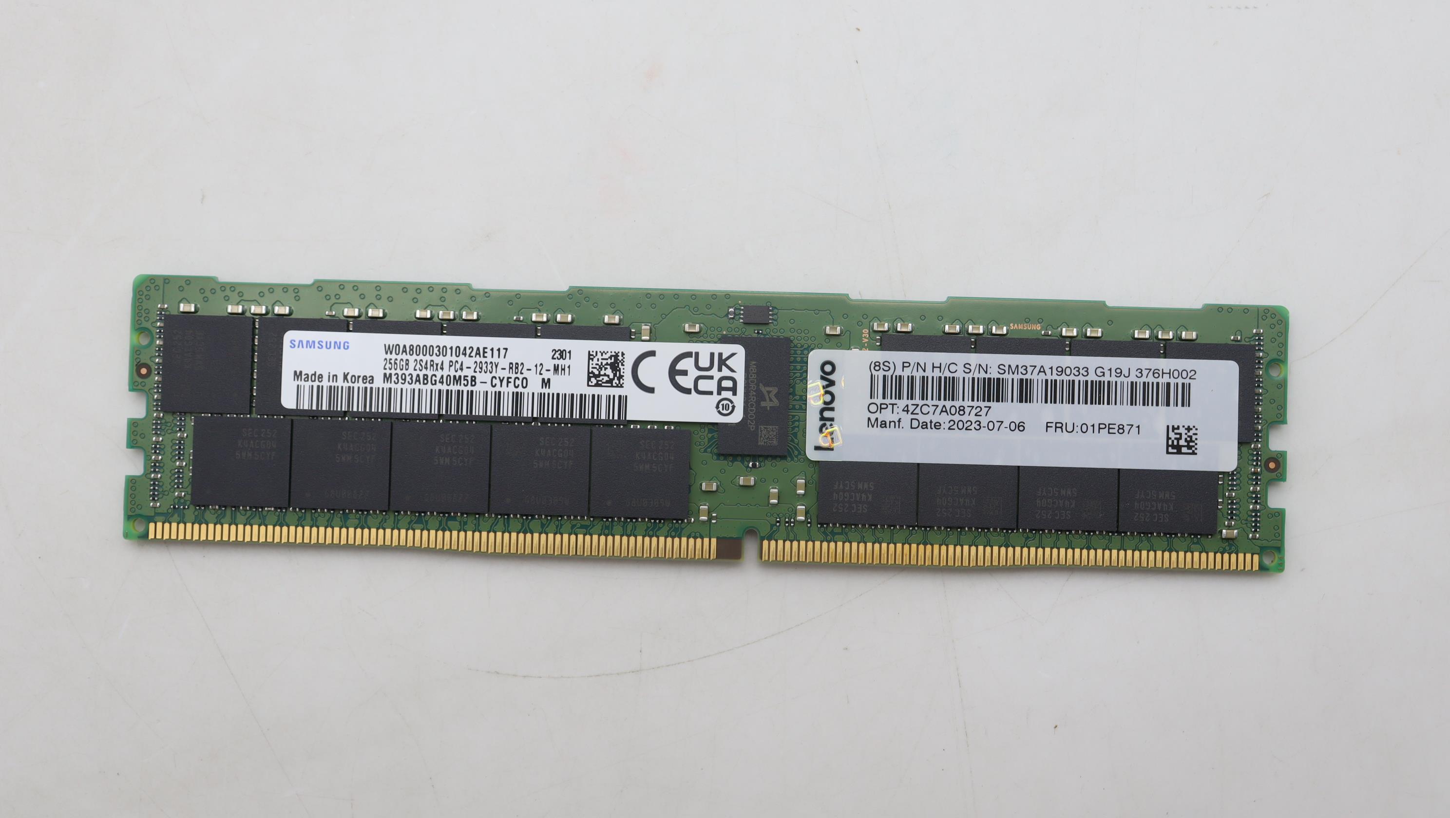 Оперативная память Lenovo ThinkSystem 256GB TruDDR4 2933 MHz (2S4Rx4 1.2V) 3DS RDIMM (01PE871)