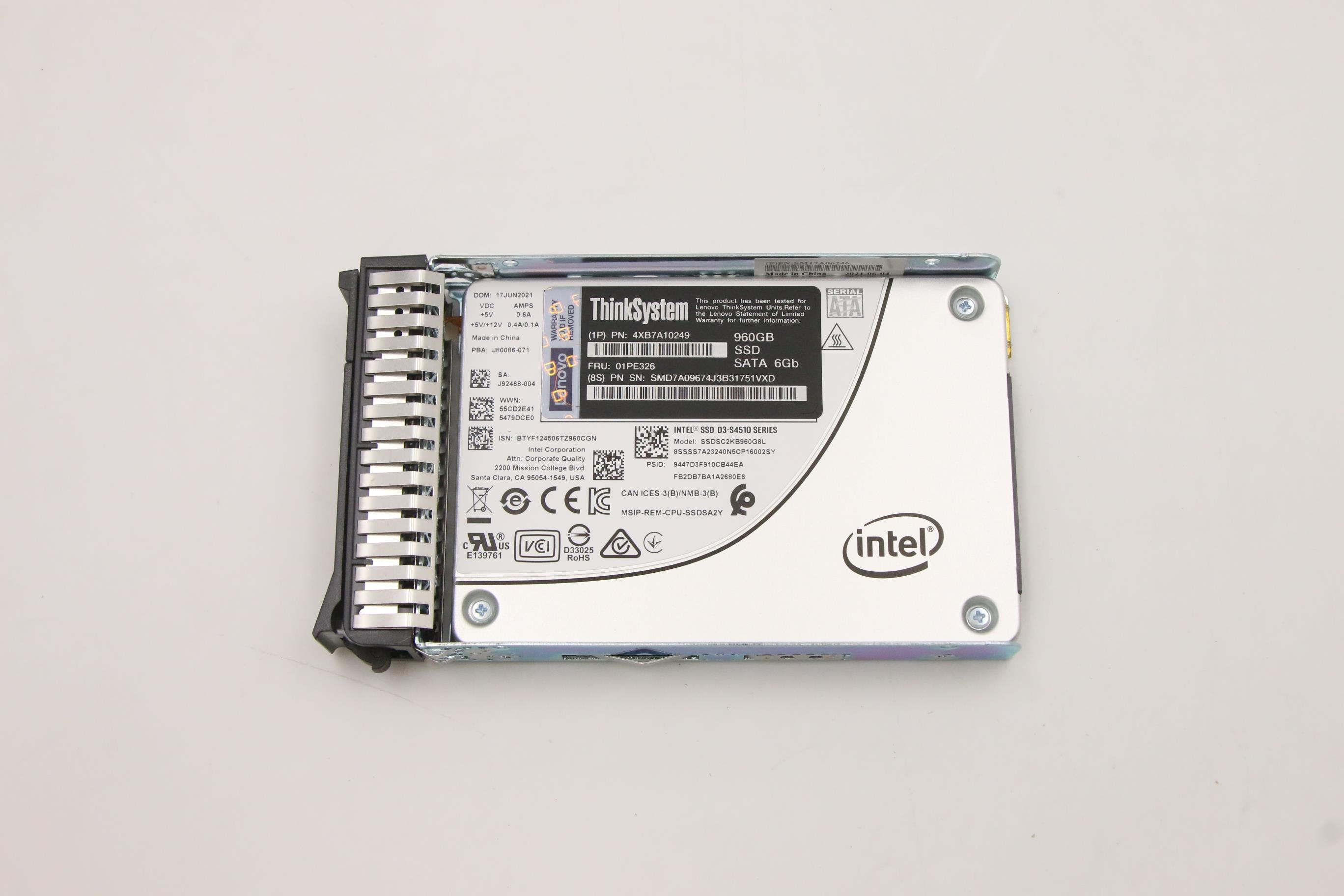 SSD накопитель Lenovo ThinkSystem 2.5" S4510 960GB Read Intensive SATA 6Gb HS SSD (01PE326)