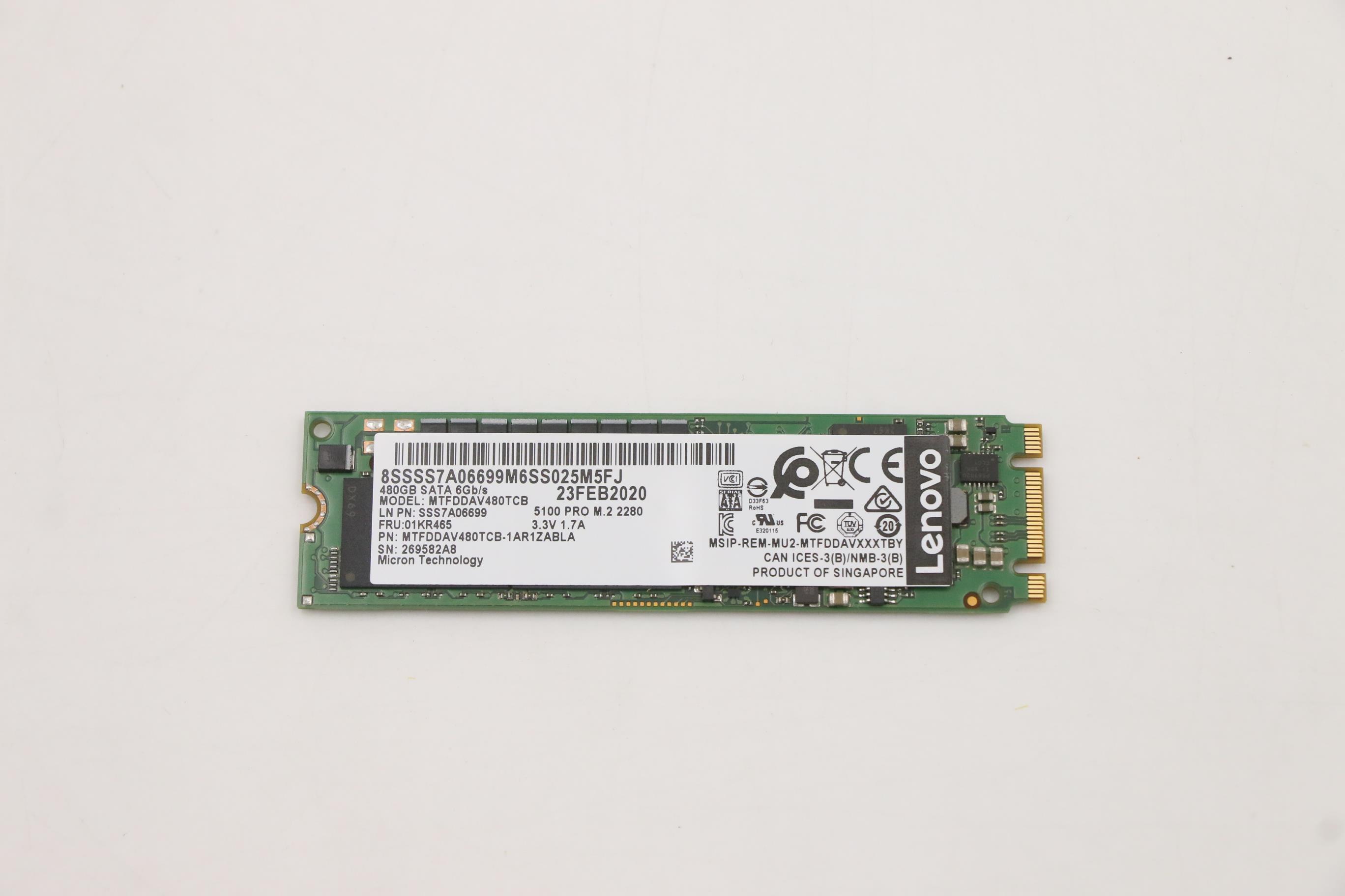 SSD накопитель Lenovo ThinkSystem M.2 5100 480GB SATA 6Gbps Non-Hot Swap SSD (01KR465)