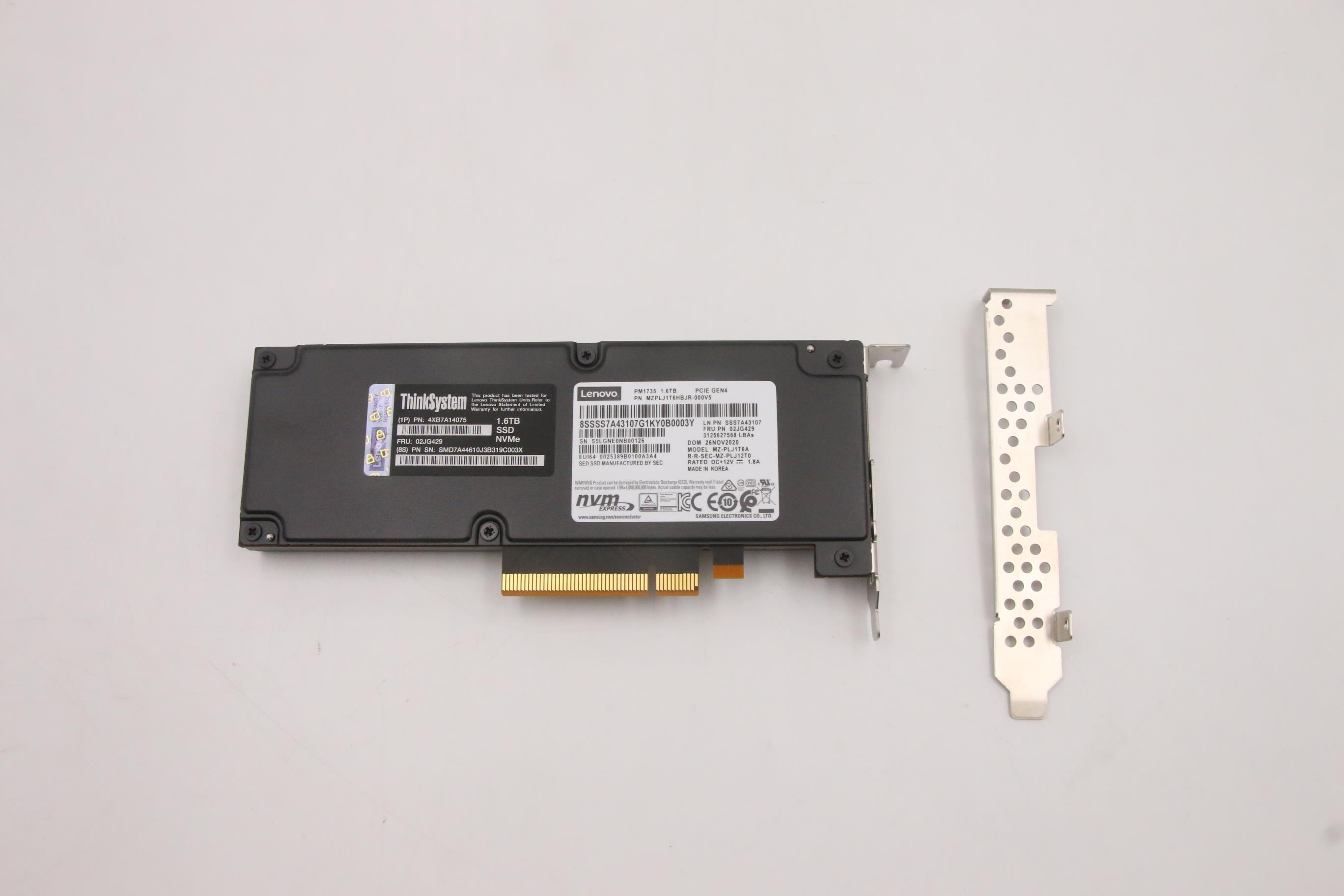 SSD накопитель Lenovo ThinkSystem HHHL PM1735 1.6TB Mainstream NVMe PCIe 4.0 x8 Flash Adapter (02JG429)