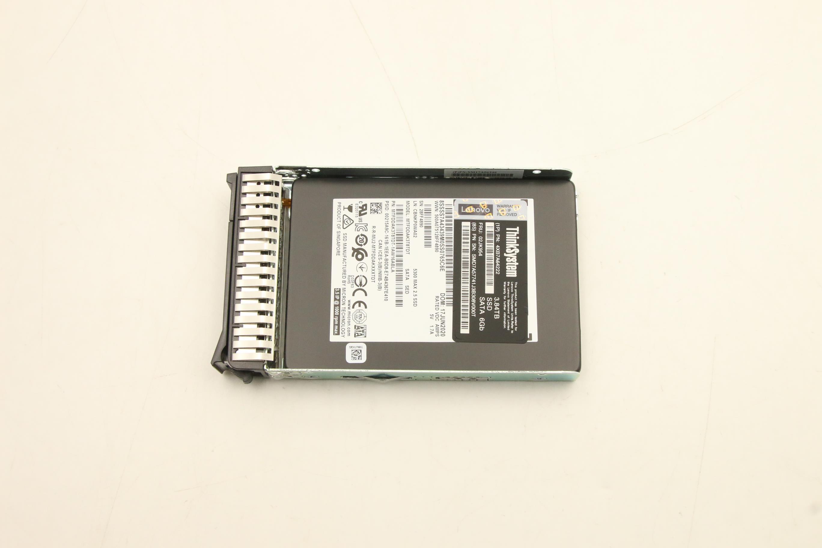 SSD накопитель Micron SSD Assembly， Micron， 5300 ，Max 3.84TB 2.5" Mainstream SATA， SED SSD (02JK954)