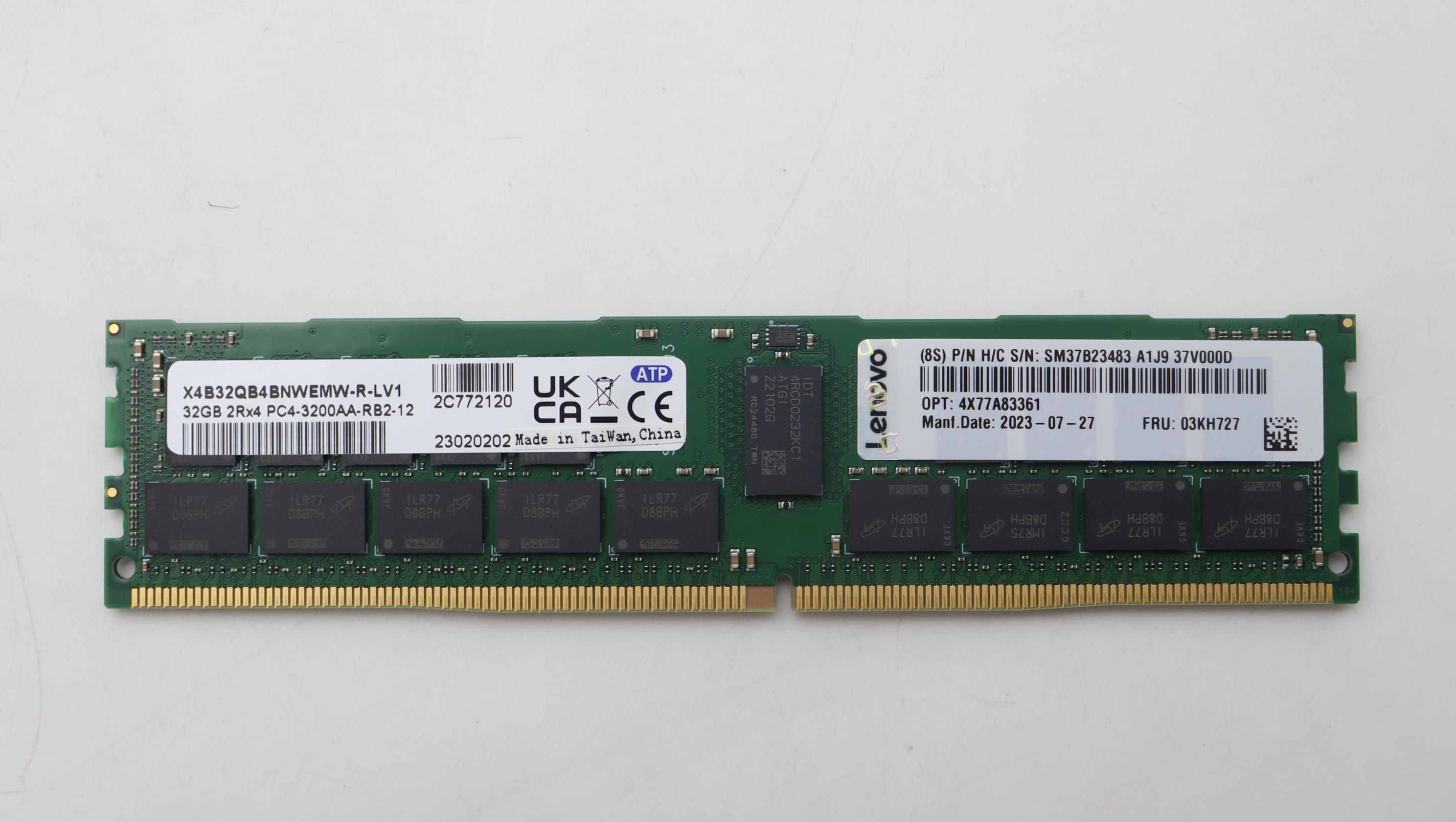 Оперативная память Lenovo 32GB TruDDR4 3200 MHz (2Rx4 1.2V) RDIMM Extended Temperature (03KH727)