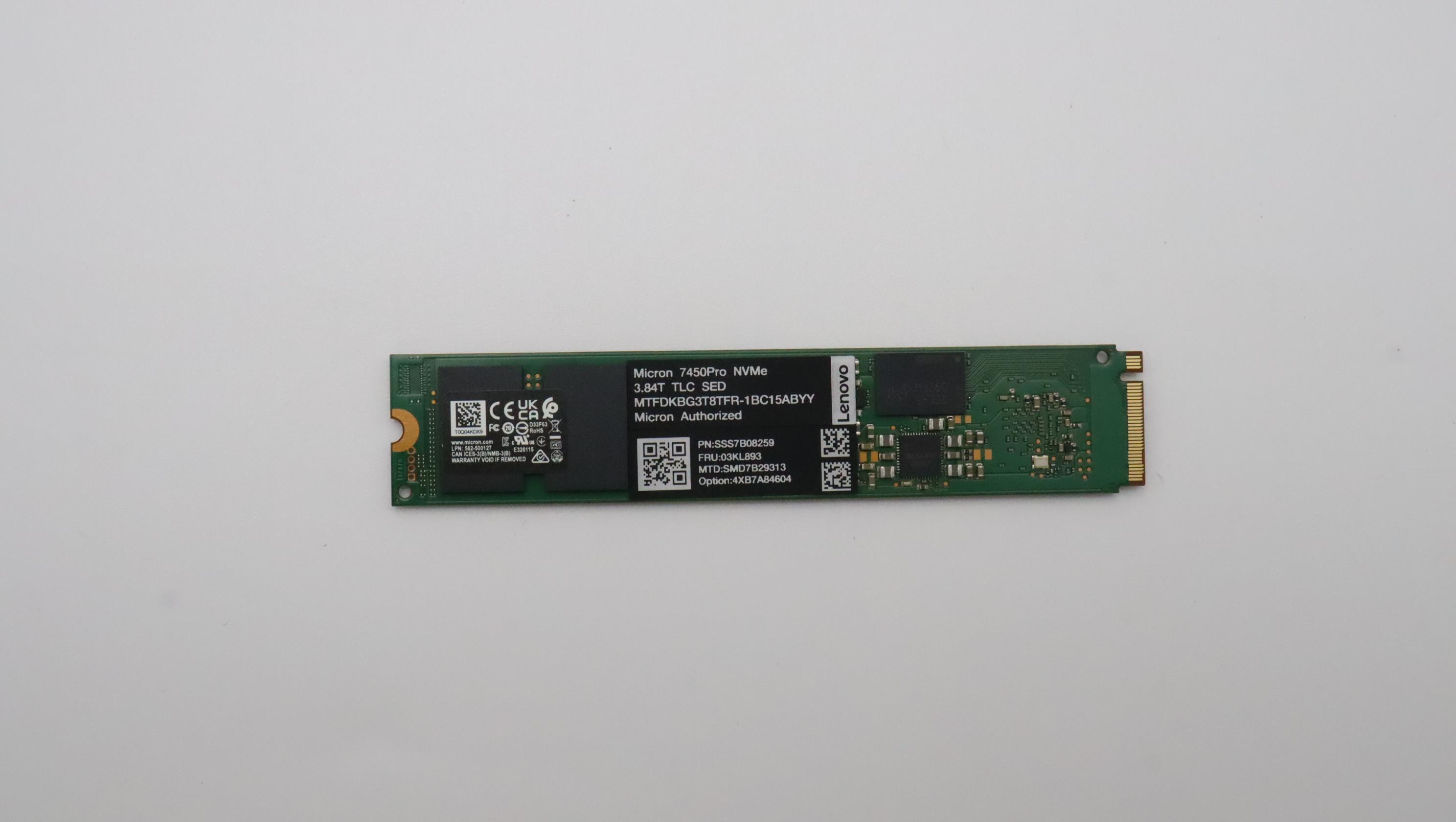 SSD накопитель Lenovo ThinkSystem M.2 7450 PRO 3.84TB Read Intensive NVMe PCIe 4.0 x4 NHS SSD SED (03KL893)