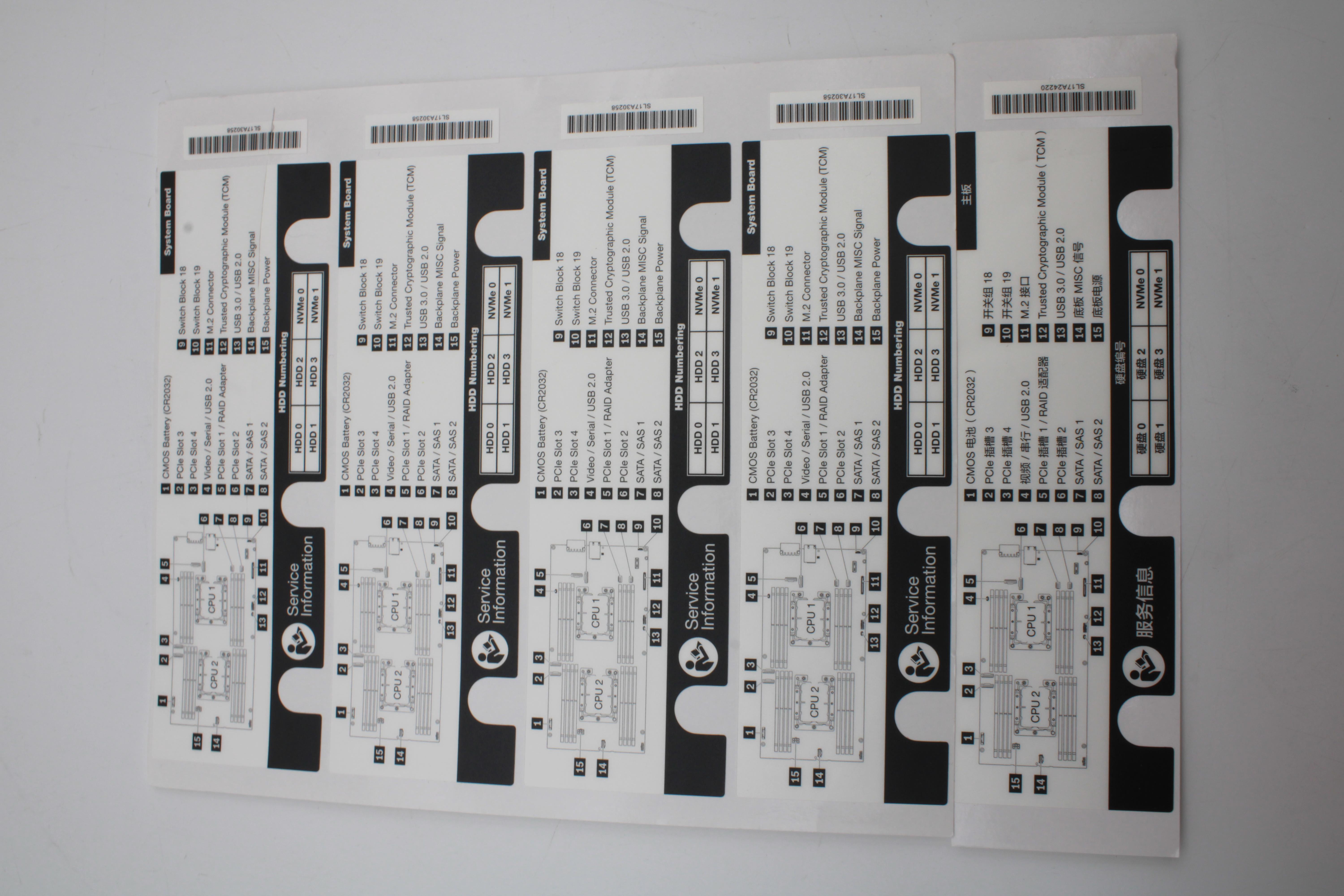 Опция Lenovo Label, NVME numbering, FRU (00MW564)