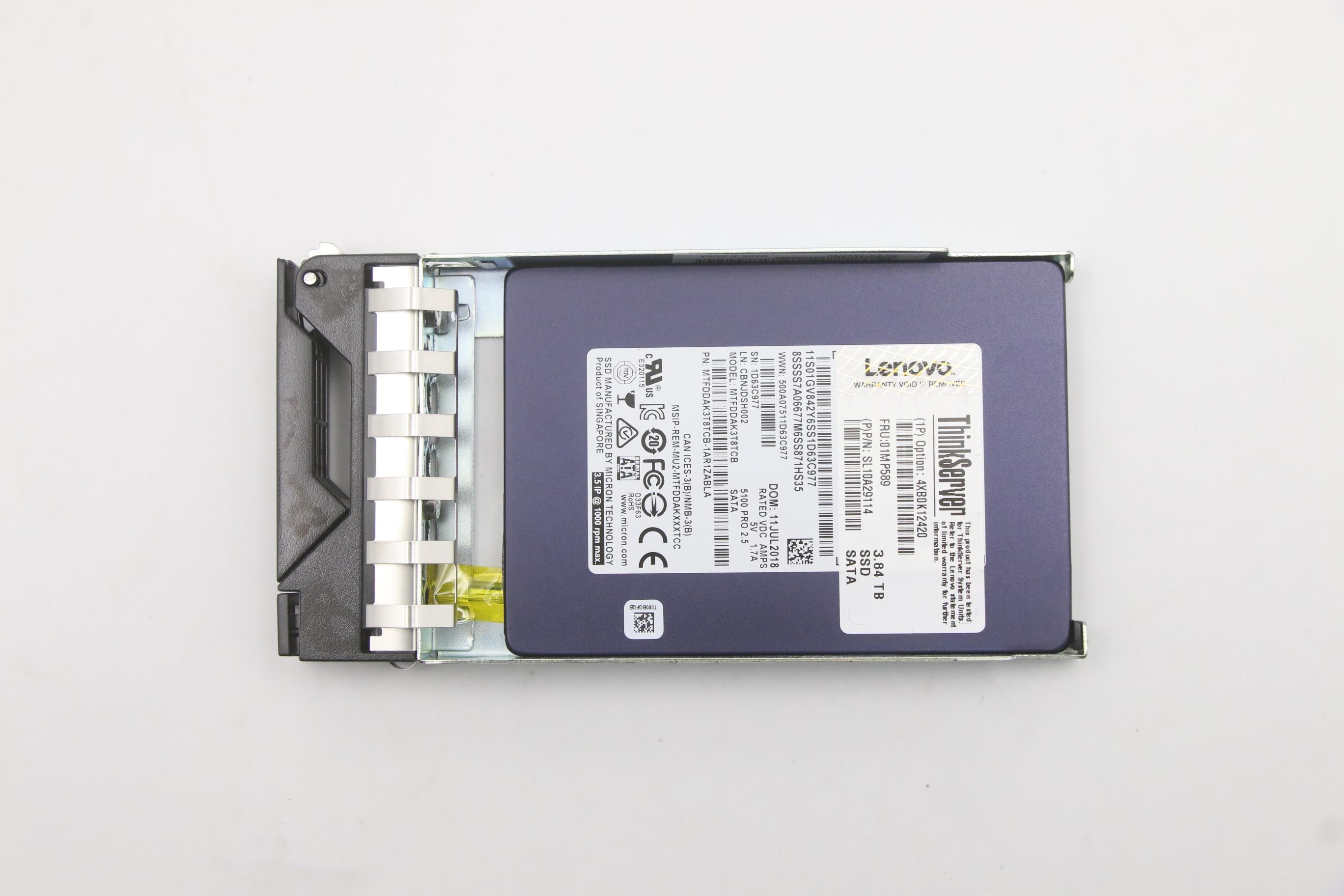 SSD накопитель Lenovo HS 3.84T SATA 5100 6G 2.5 SSD (01MP589)