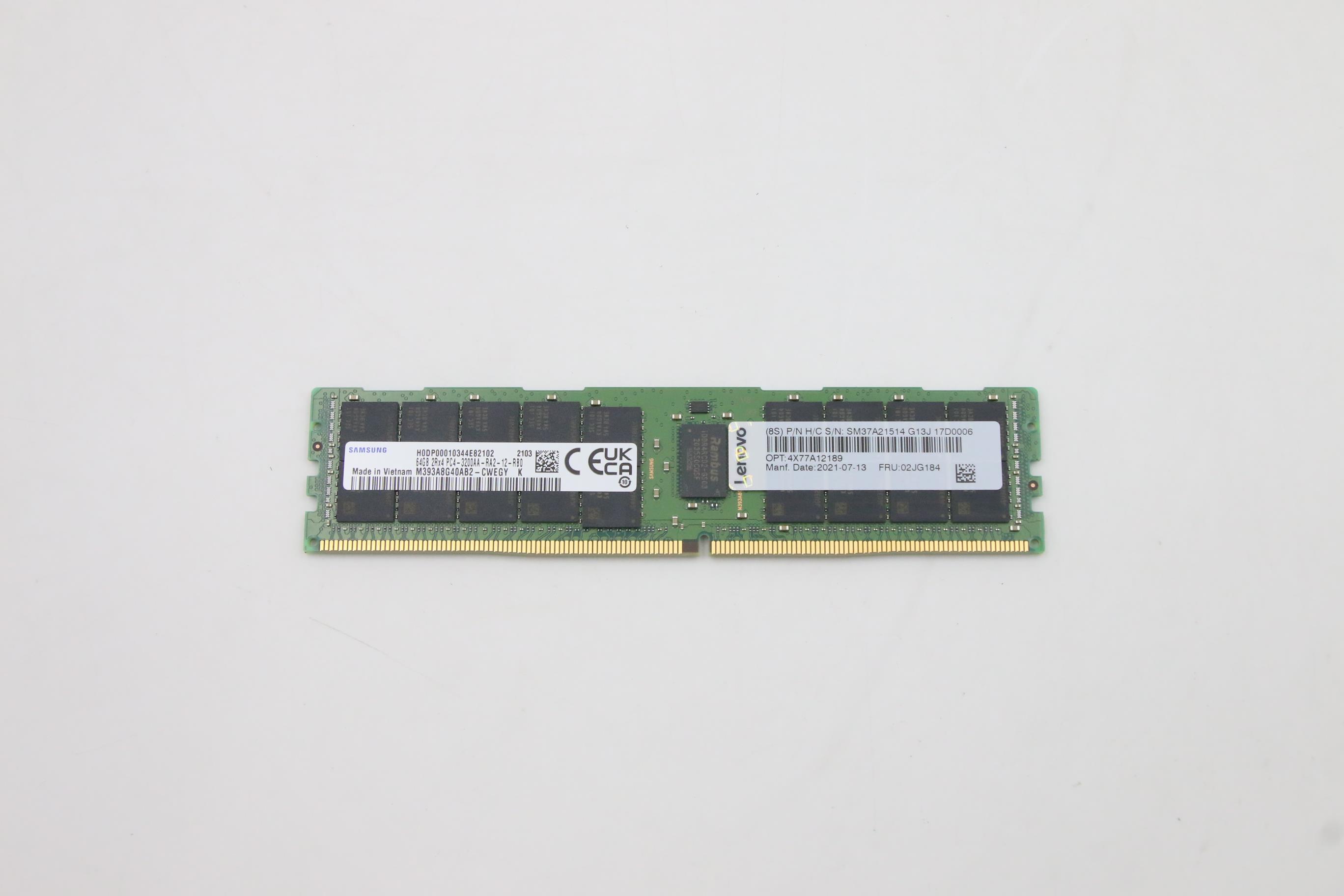 Оперативная память Lenovo ThinkSystem 64GB TruDDR4 Performance+ 3200 MHz (2Rx4 1.2V) RDIMM-A (02JG184)