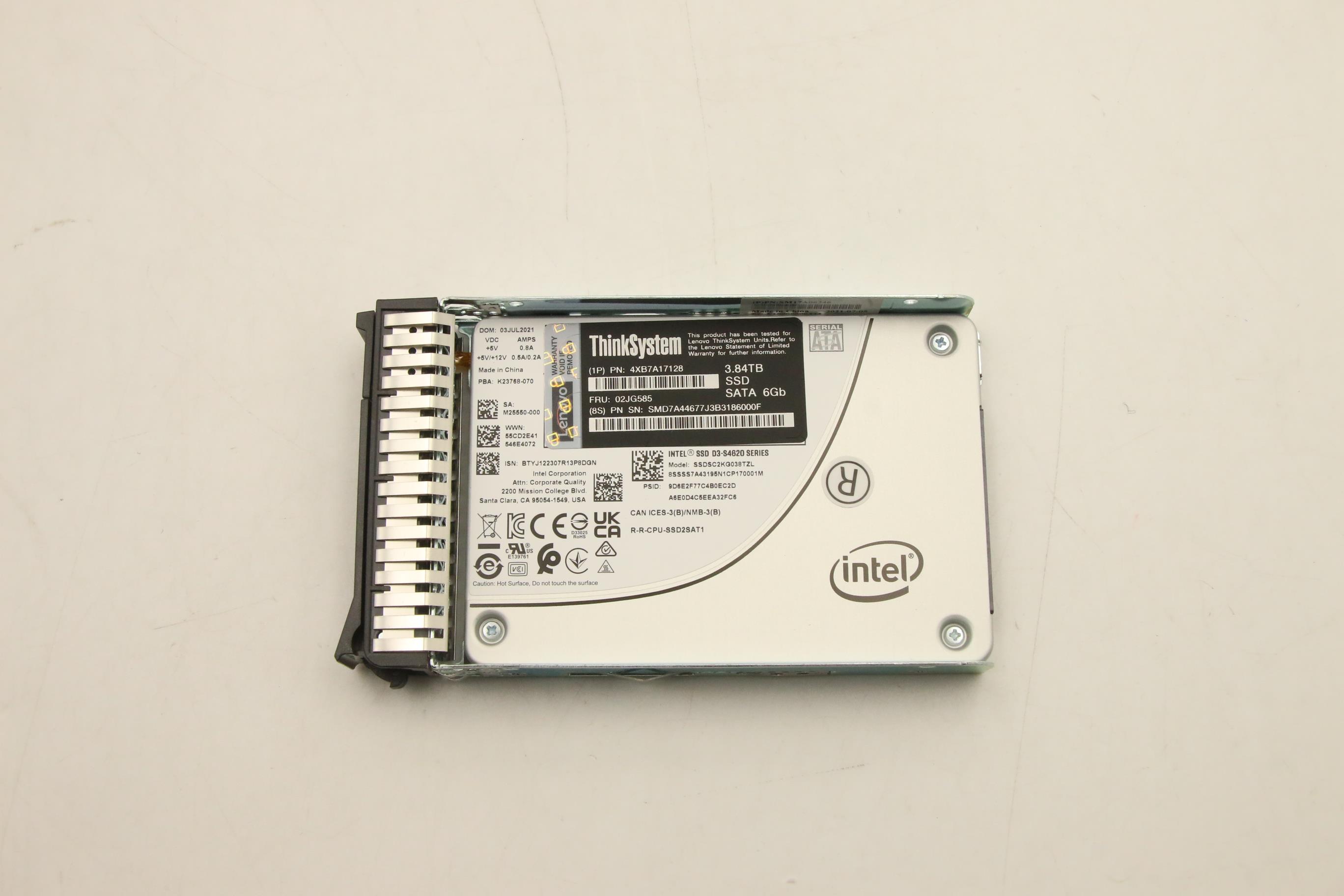 SSD накопитель Lenovo ThinkSystem 2.5" S4620 3.84TB Mixed Use SATA 6Gb HS SSD (02JG585)