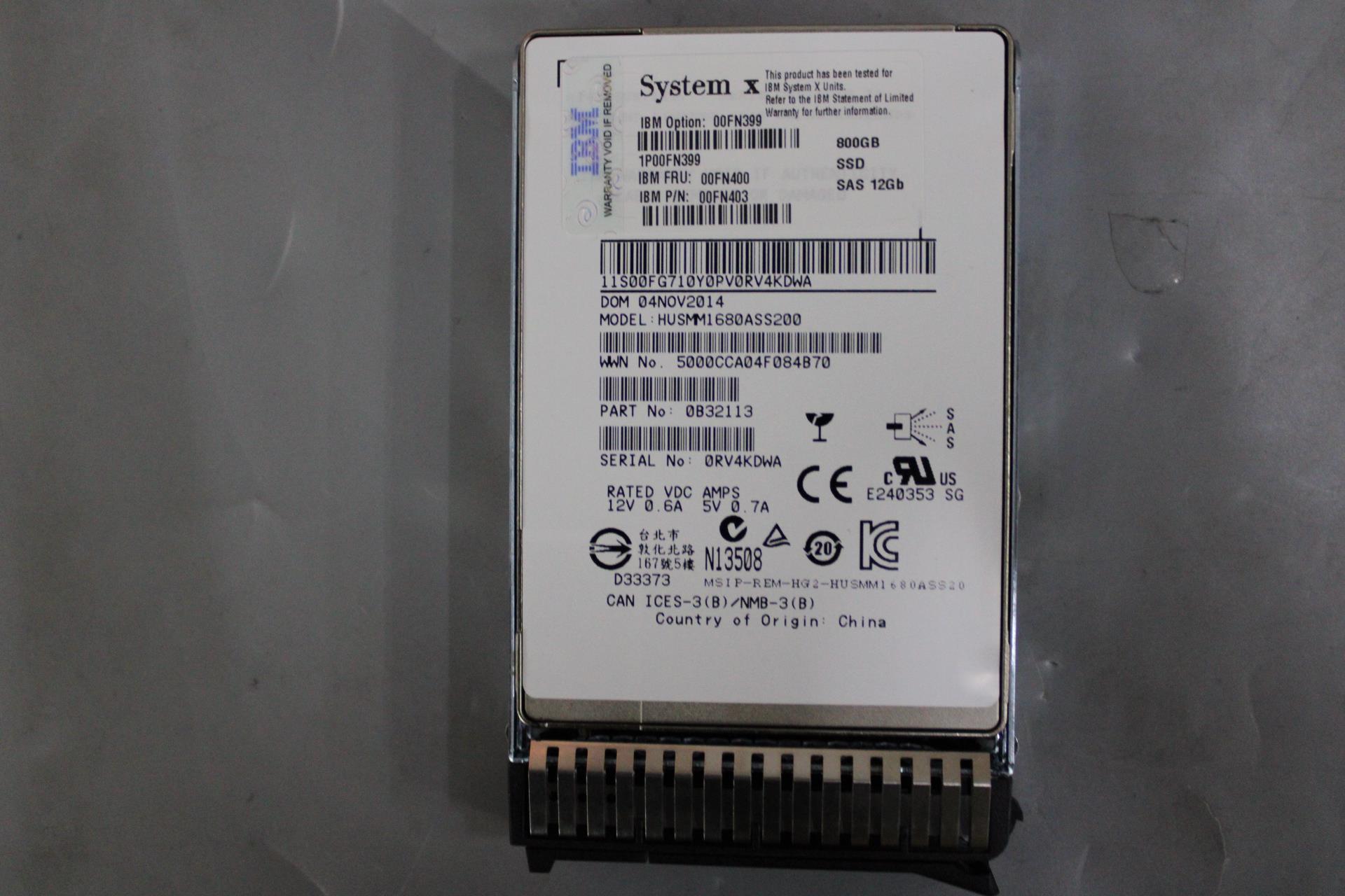 SSD накопитель Lenovo 800GB SAS G3HS (00FN400)
