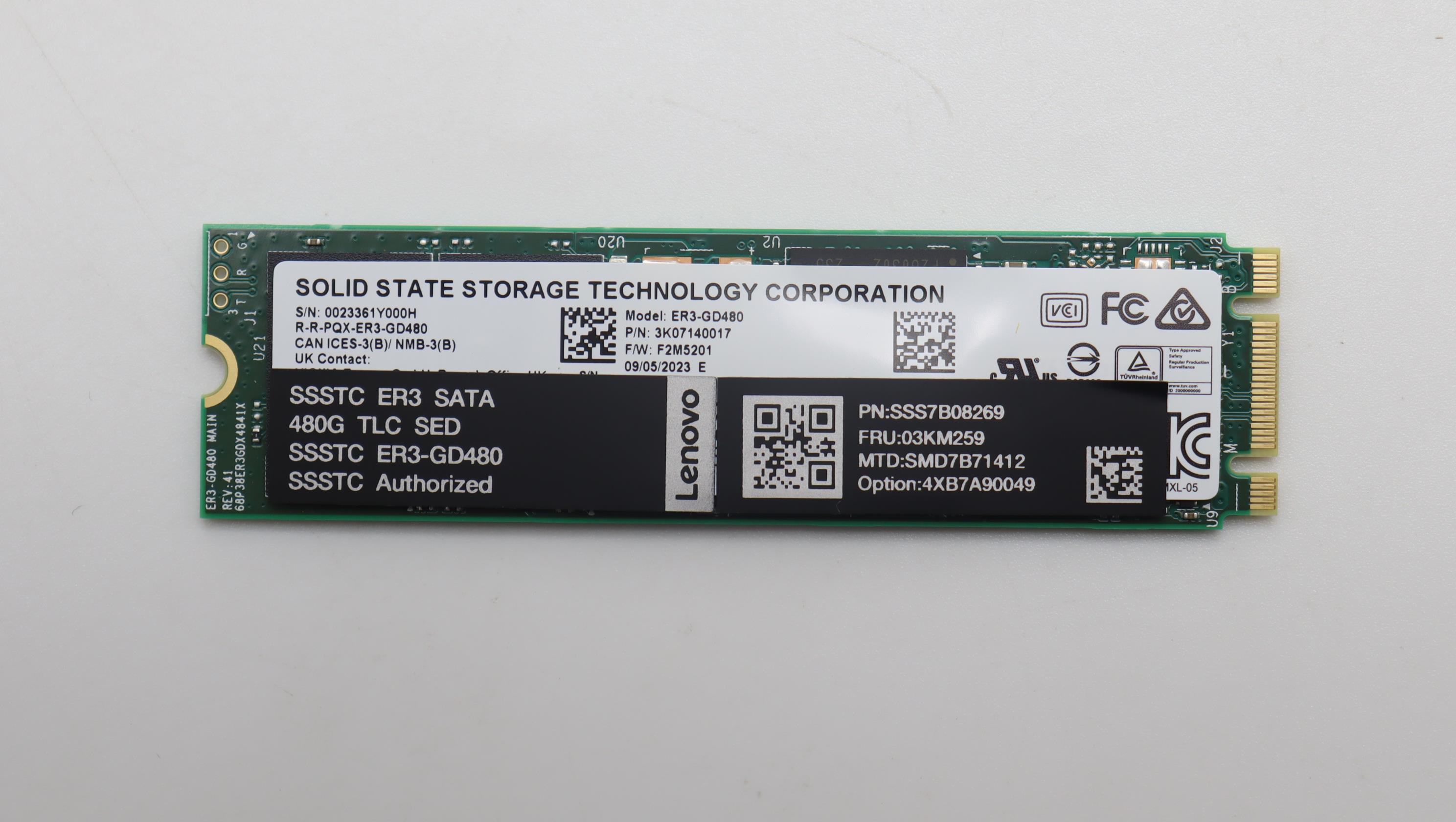 SSD накопитель Lenovo ThinkSystem M.2 ER3 480GB Read Intensive SATA 6Gb NHS SSD (03KM259)