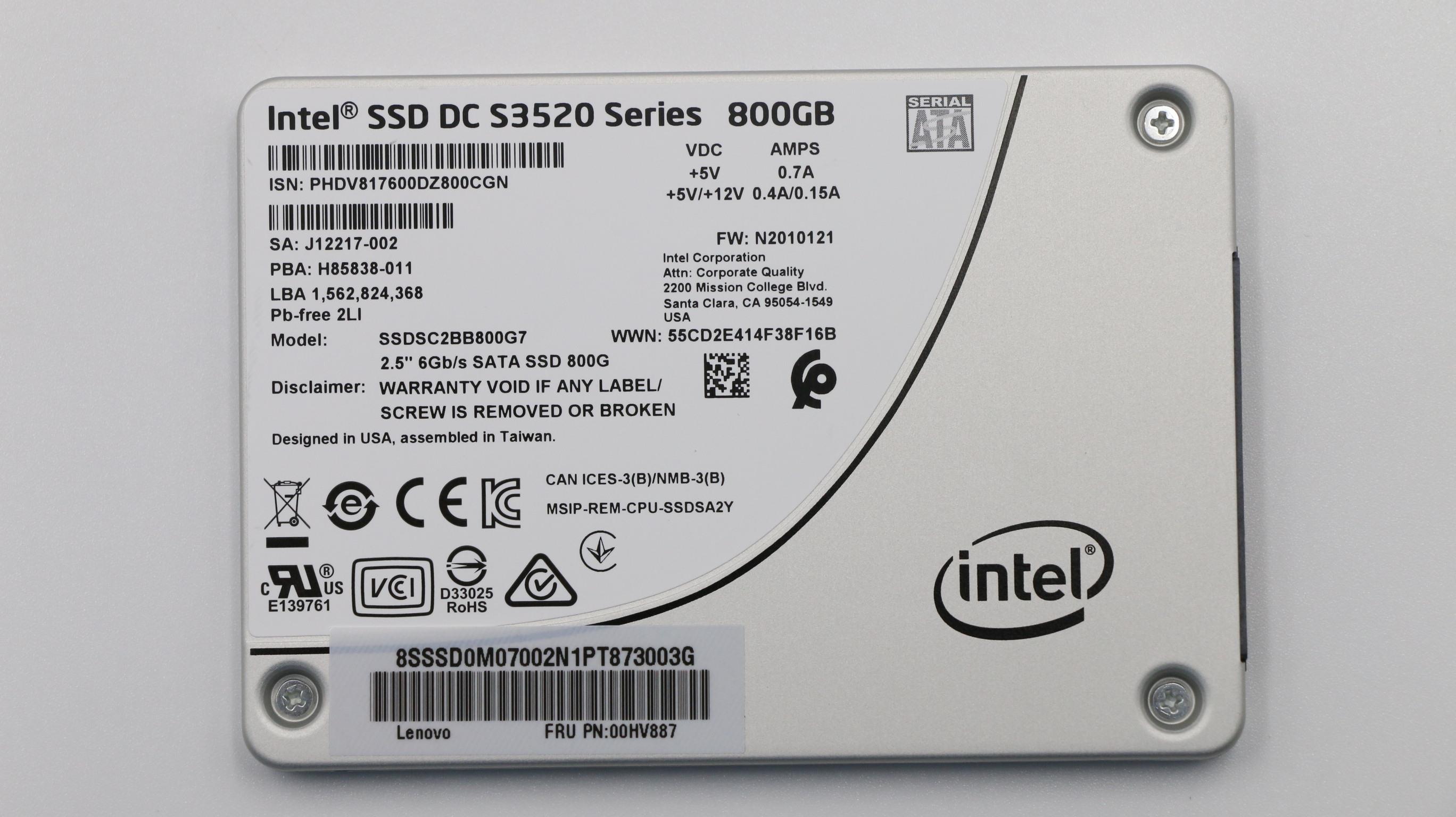 SSD накопитель intel S3520 800G for IPDC (00HV887)