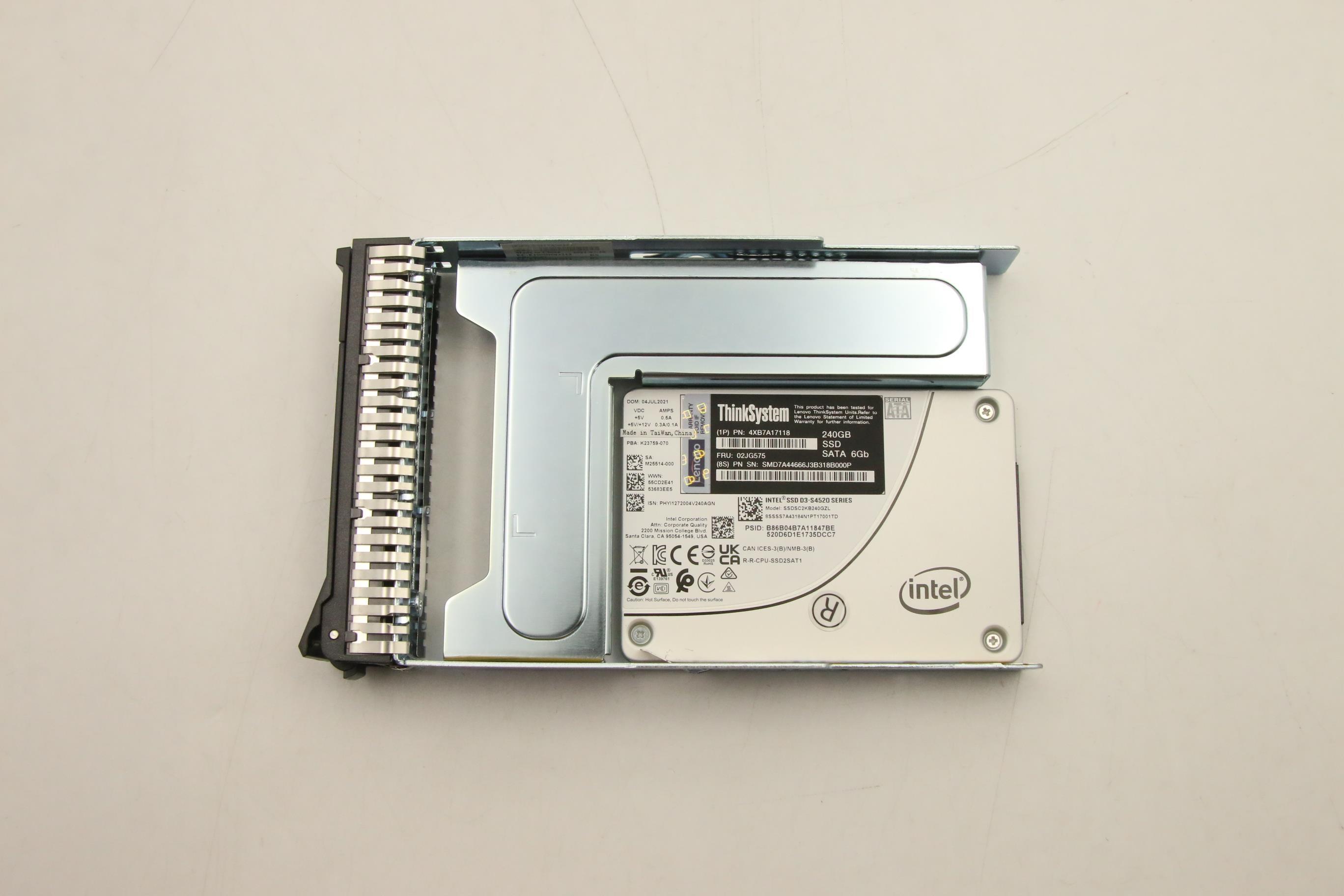 SSD накопитель Lenovo ThinkSystem 3.5" S4520 240GB Read Intensive SATA 6Gb HS SSD (02JG575)