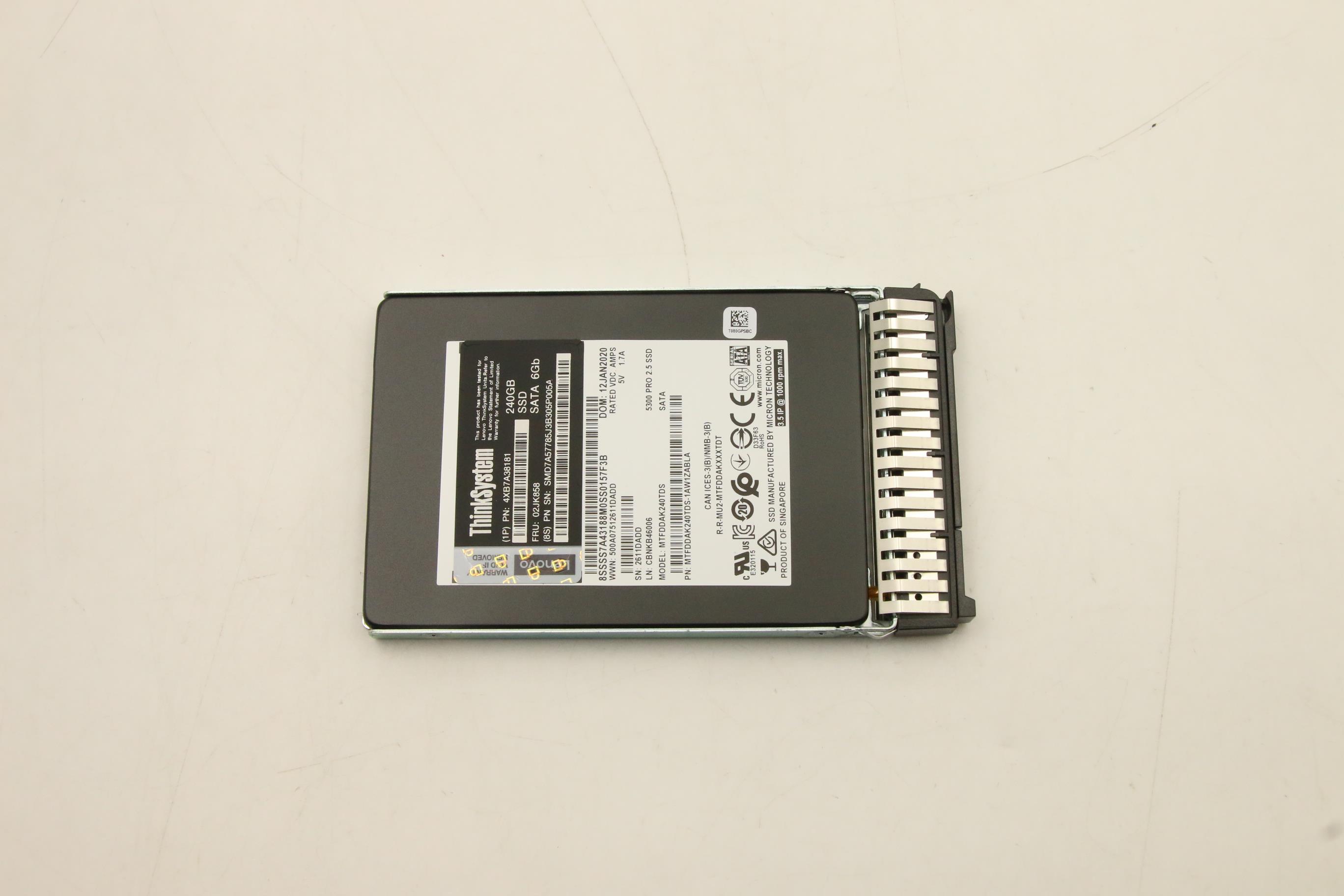 SSD накопитель Lenovo ThinkSystem 7mm 5300 240GB Entry SATA 6Gb SSD (02JK858)