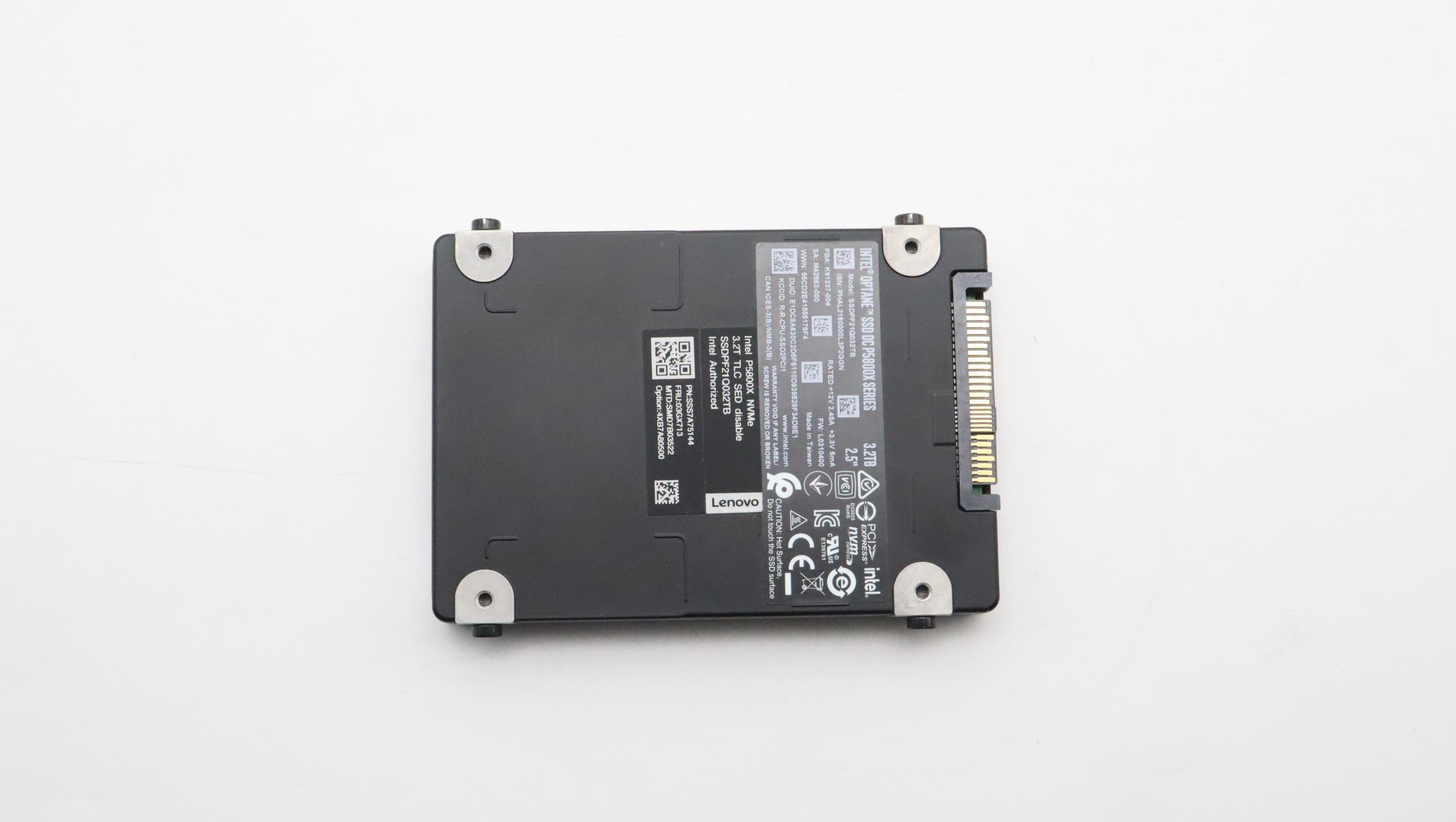 SSD накопитель Lenovo ThinkSystem 2.5” 15mm U.2 P5800X 3.2TB Write Intensive NVMe PCIe 4.0 x4 Trayless SSD (03GX713)