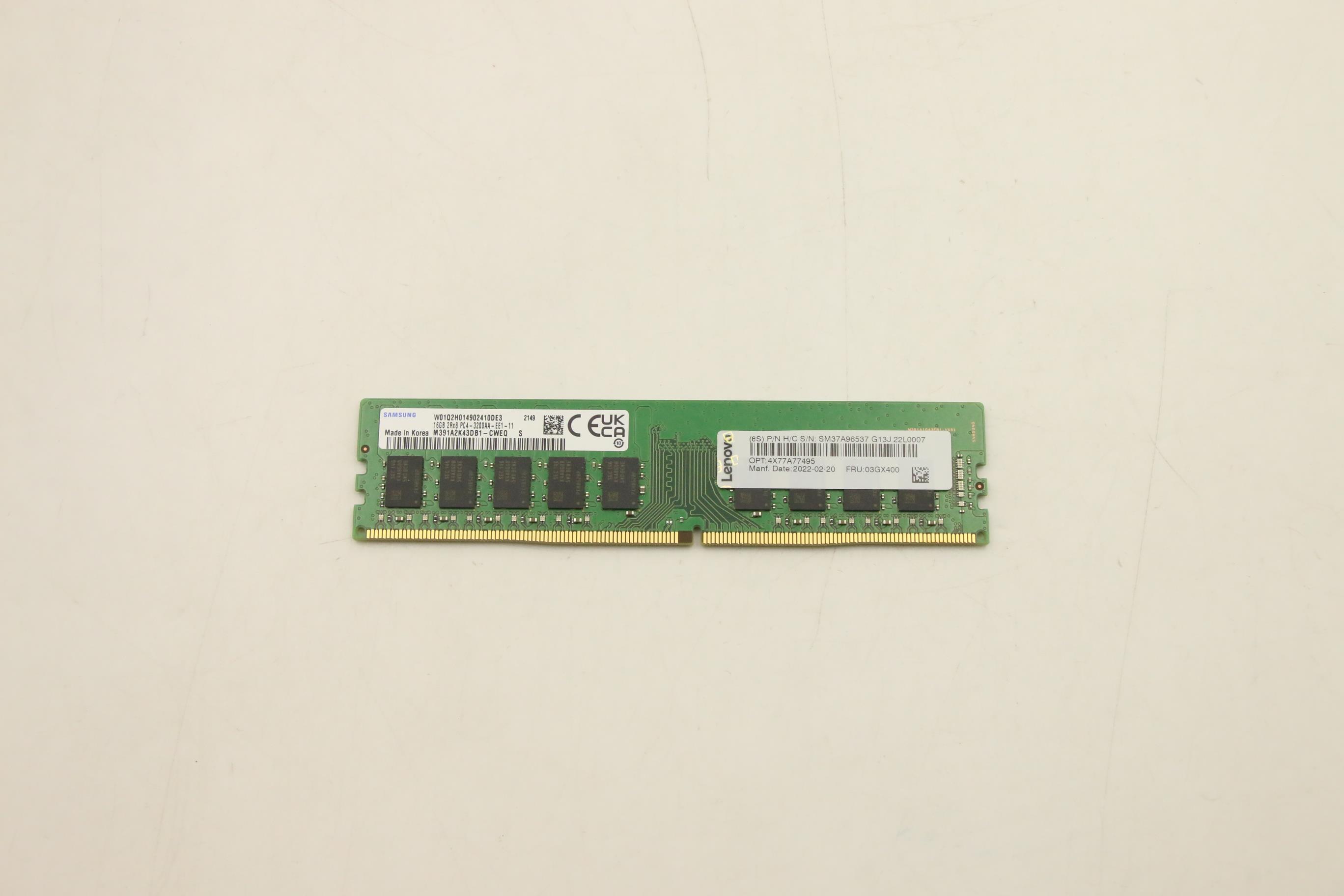Оперативная память Lenovo 16GB TruDDR4 3200MHz (2Rx8, 1.2V) ECC UDIMM (03GX400)