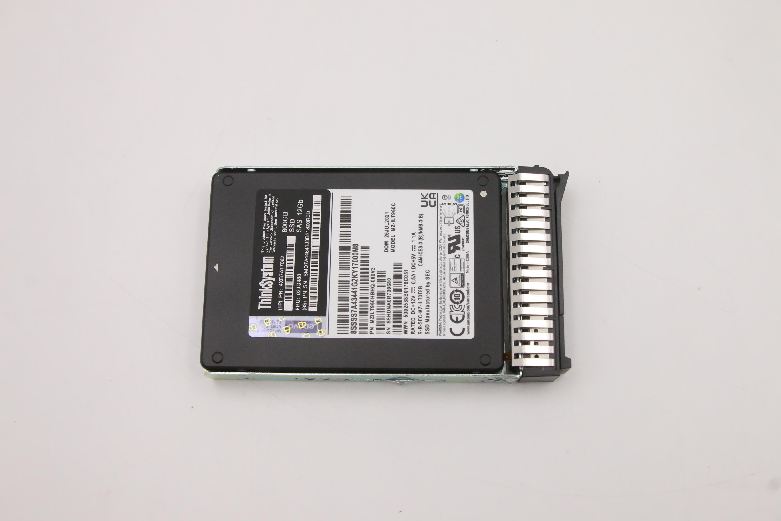 SSD накопитель Lenovo ThinkSystem 2.5" PM1645a 800GB Mainstream SAS 12Gb Hot Swap SSD (02JG488)
