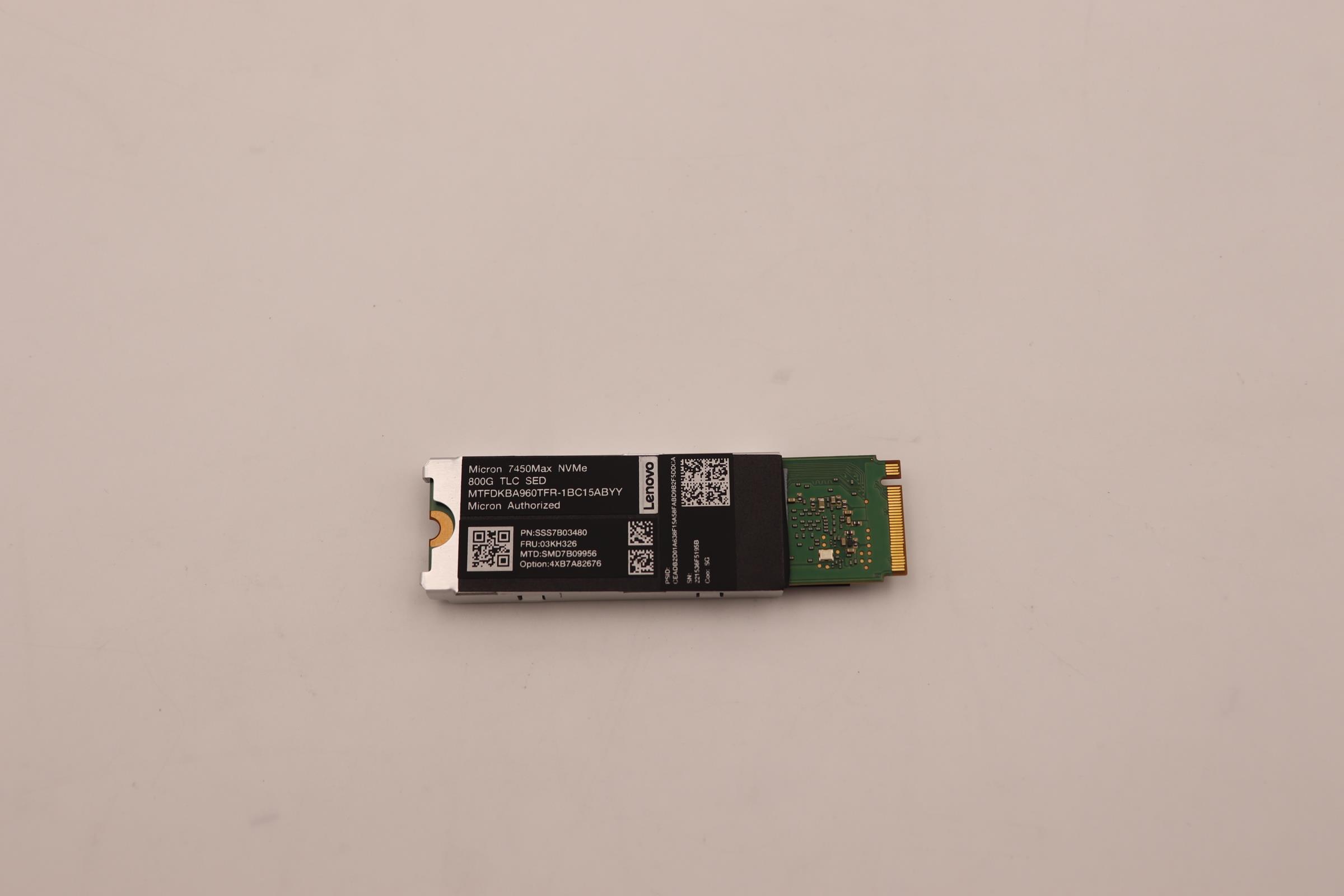 SSD накопитель Lenovo ThinkSystem M.2 7450 MAX 800GB Mixed Use NVMe PCIe 4.0 x4 NHS SSD SED (with Heatsink) (03KH326)
