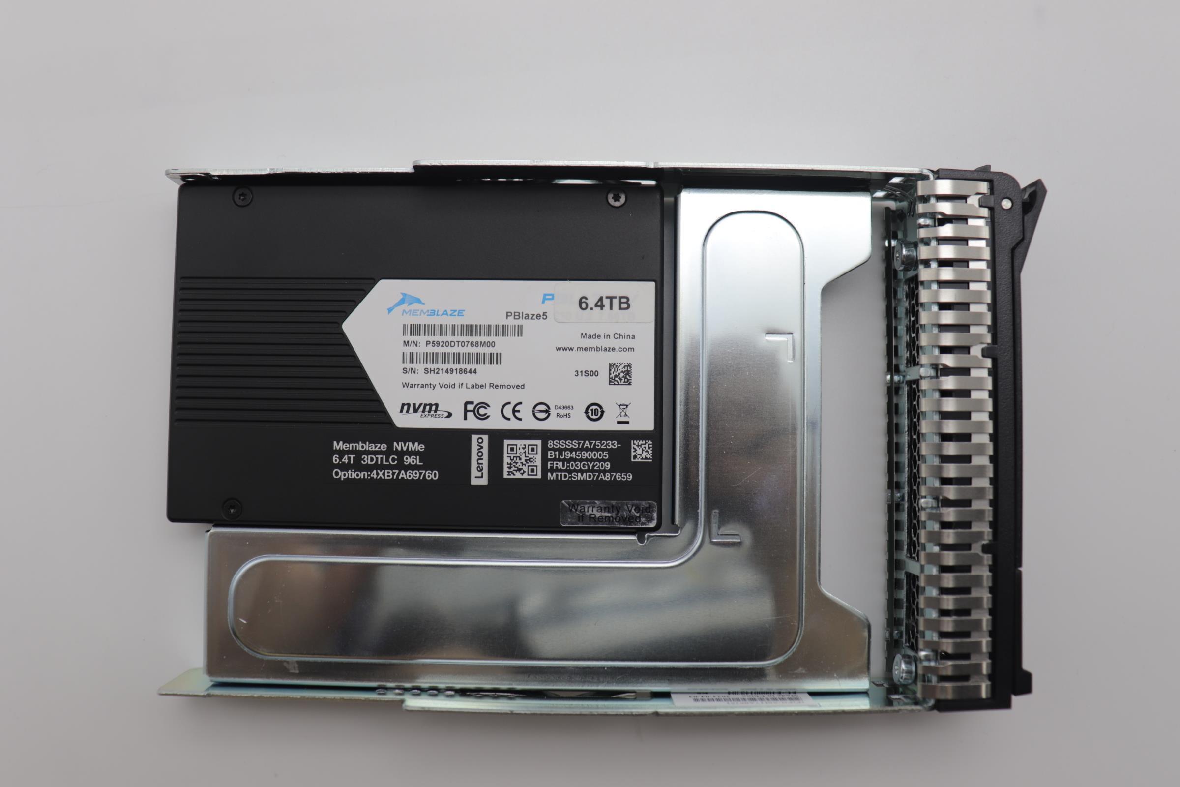 SSD накопитель Lenovo Memblaze D920 OP-6.4T P5920DT0768M00 2.5 NVMe SSD with Gen4 3.5" HS Tray -CSP T5 AVAP (03GY209)