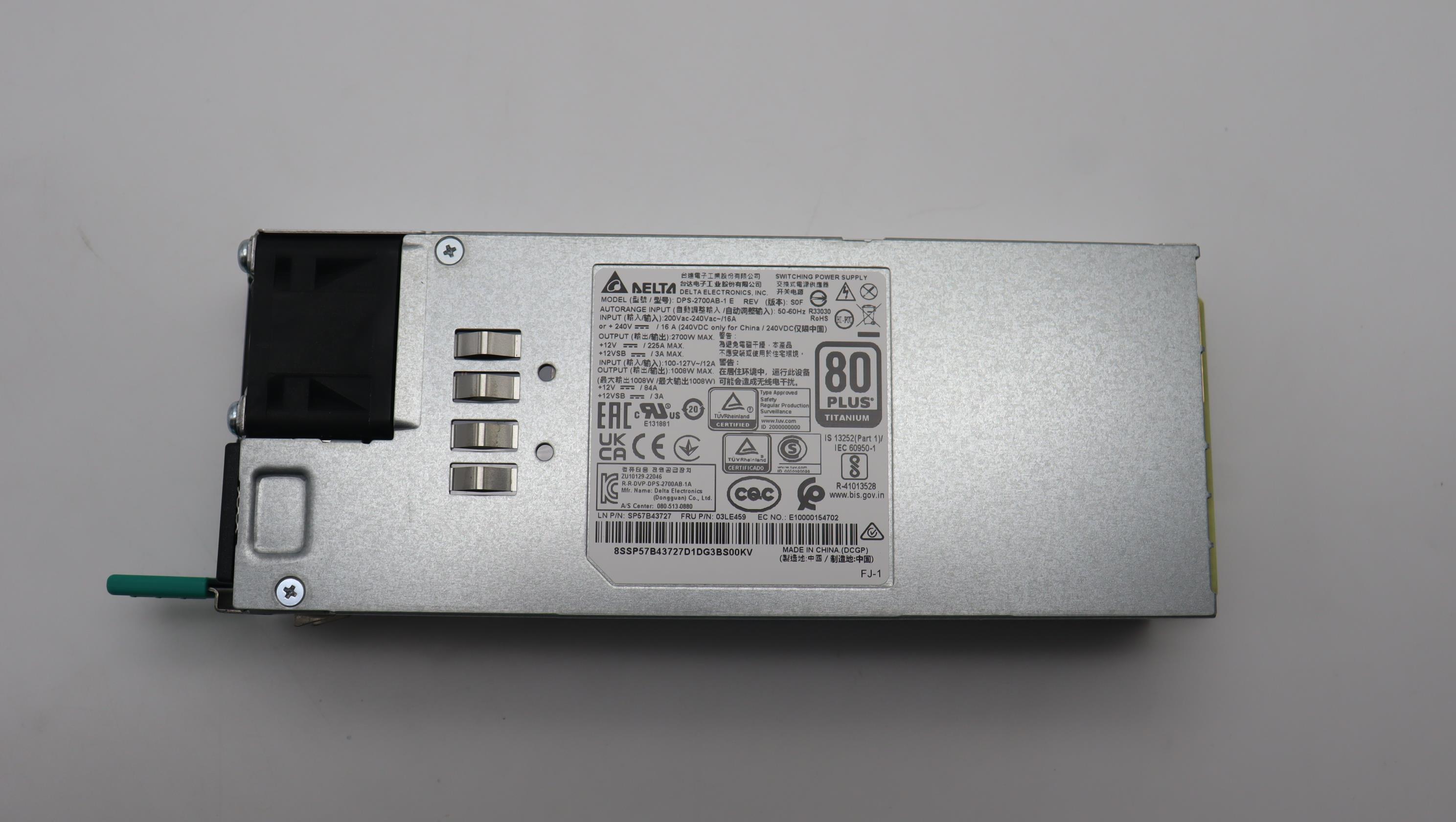 Блок питания Lenovo Power Supply Delta 2700W 230Vac AC Hot Swap (03LE459)