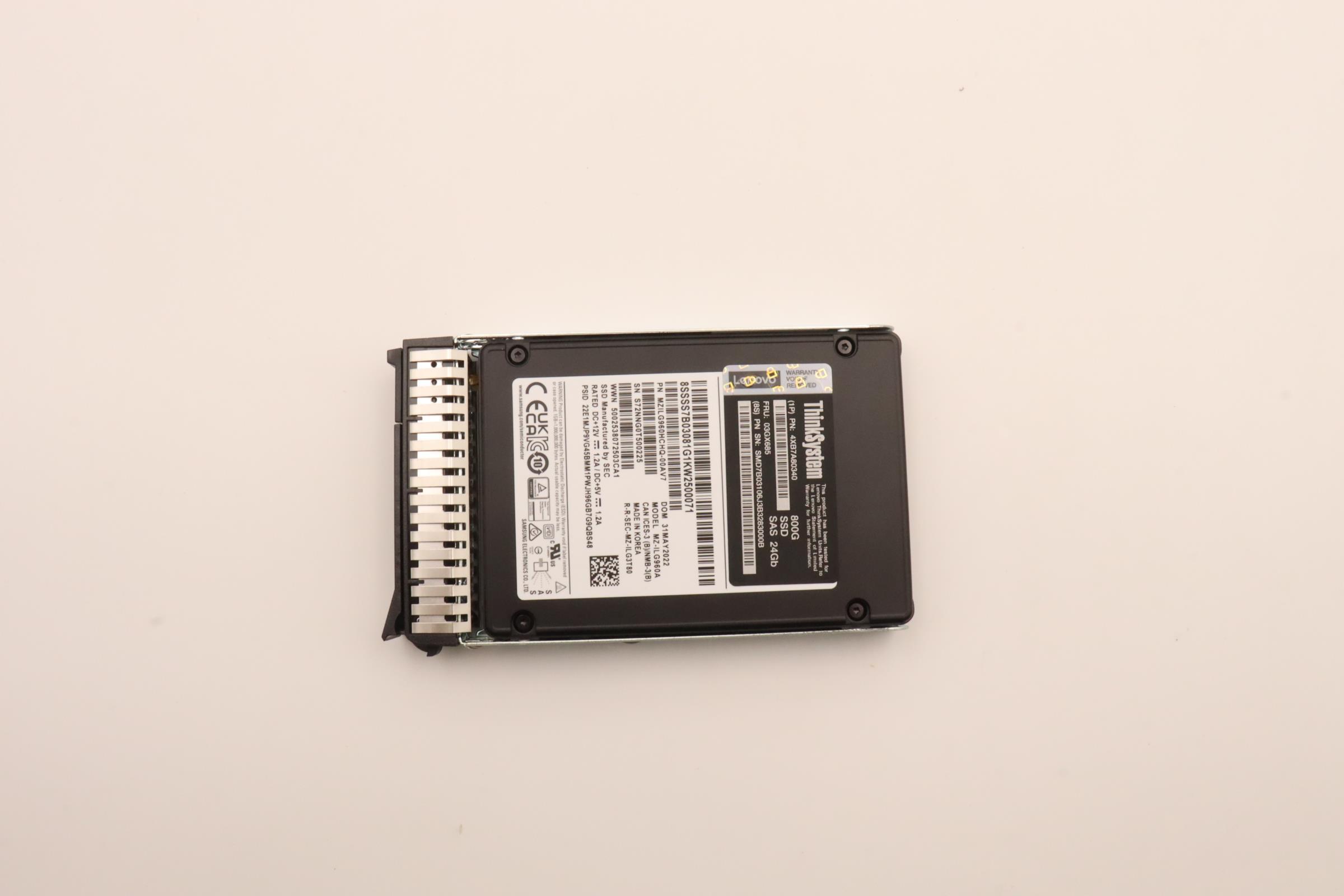 SSD накопитель Lenovo ThinkSystem 2.5" PM1655 800GB Mixed Use SAS 12Gb HS SSD SED (03GX685)