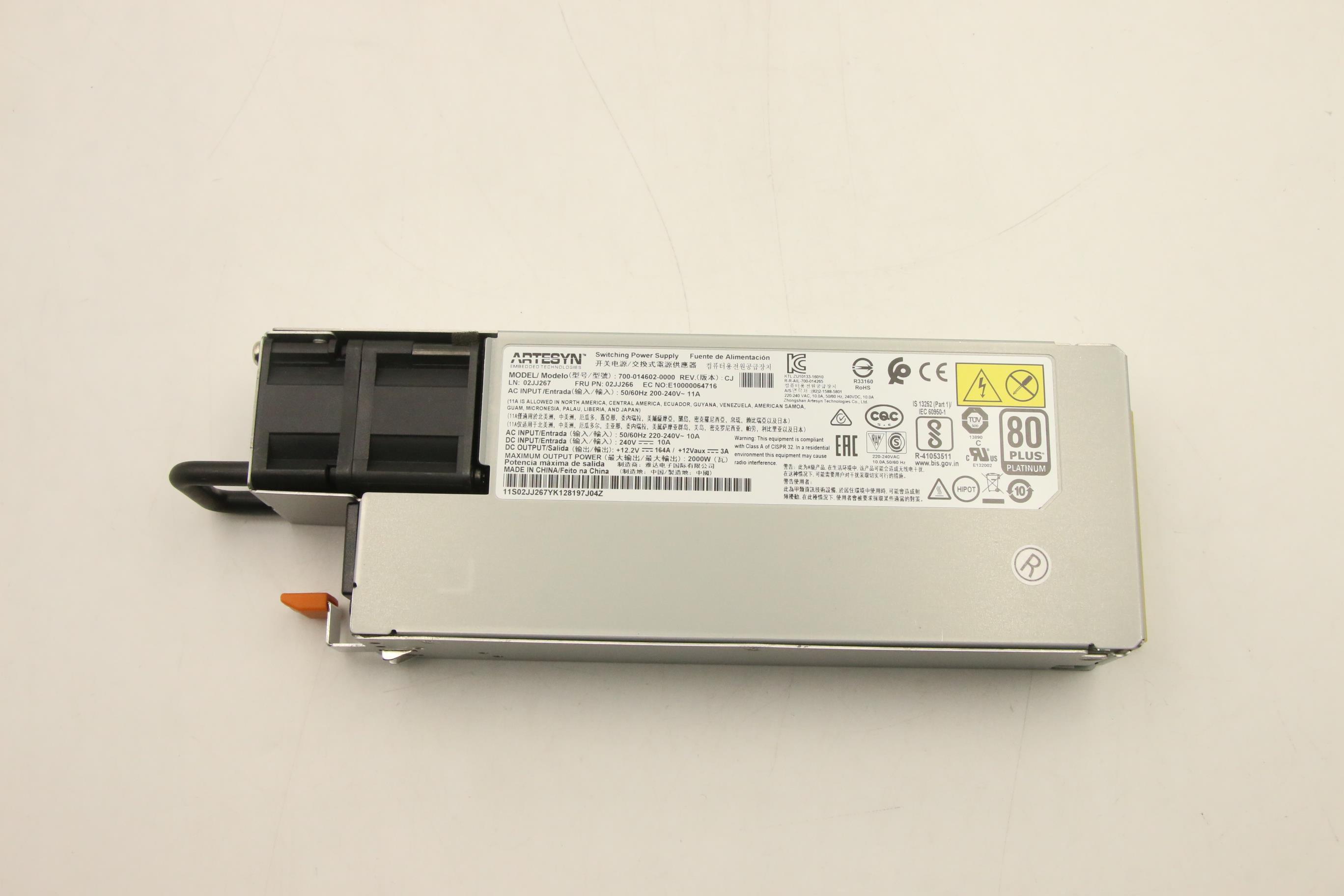 Блок питания Lenovo Power Supply Artesyn 2000W 230Vac AC Hot Swap (02JJ266)