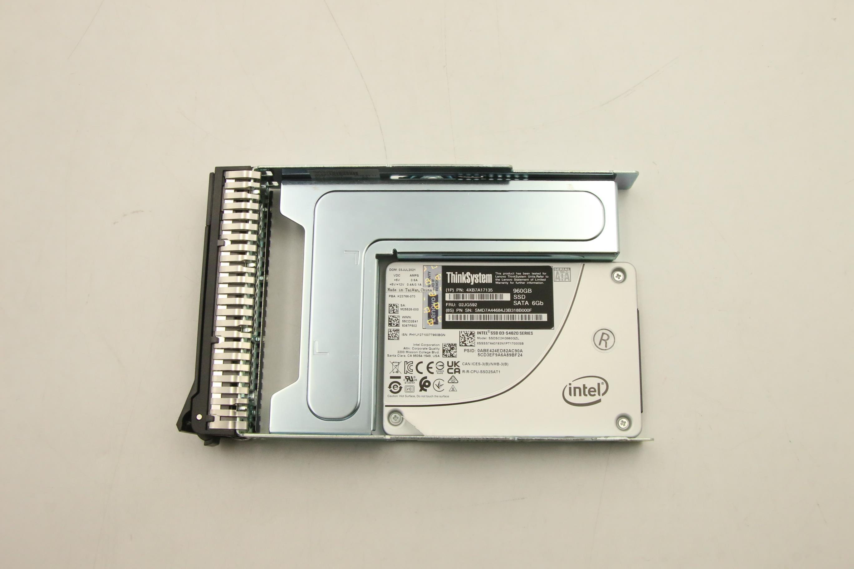 SSD накопитель Lenovo ThinkSystem 3.5" S4620 960GB Mixed Use SATA 6Gb SS SSD (02JG592)