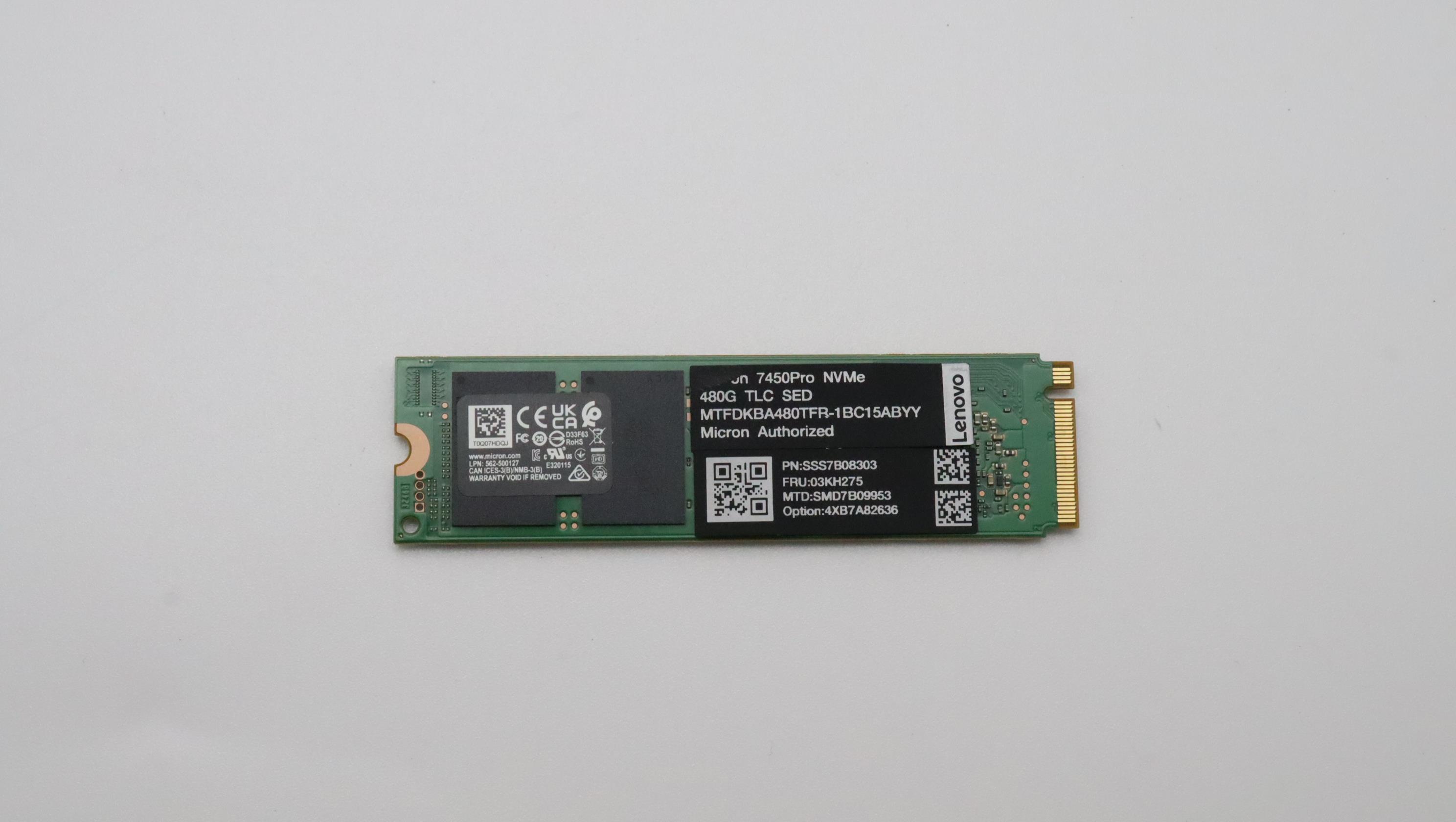 SSD накопитель Lenovo ThinkSystem M.2 7450 PRO 480GB Read Intensive NVMe PCIe 4.0 x4 NHS SSD SED (03KH275)