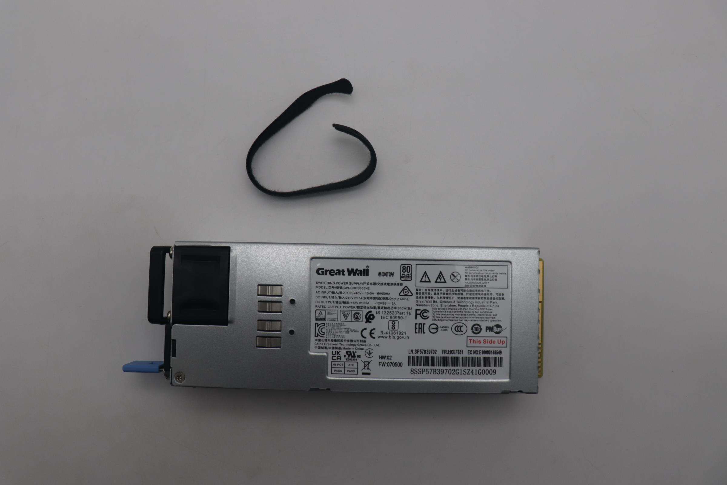Блок питания Lenovo Power Supply GreatWall 800W 230Vac/115Vac AC Hot Swap (03LF651)