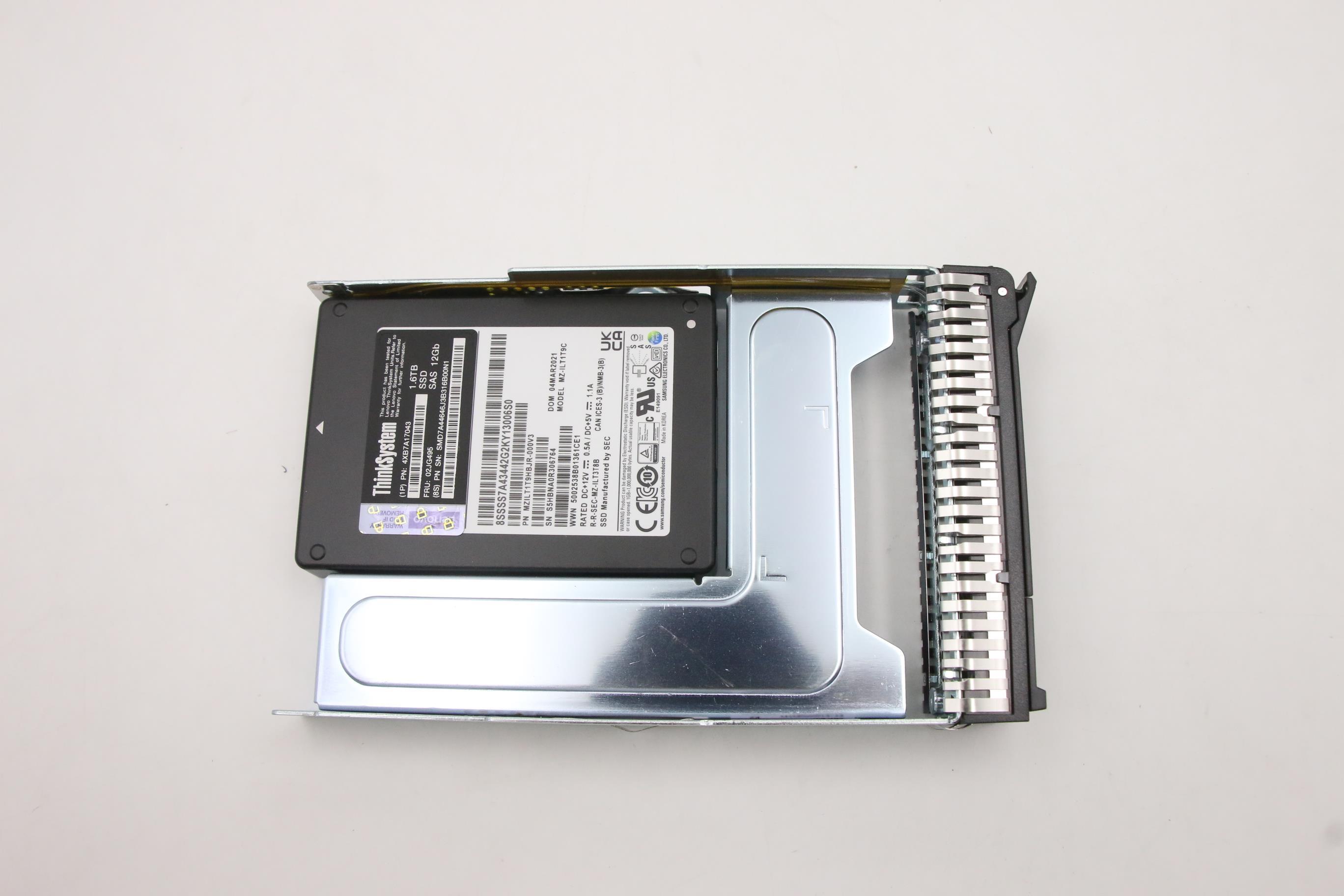 SSD накопитель Samsung SSD Assembly ,3.5"， PM1645a， 1.6TB Mainstream SAS 12Gb， Hot Swap SSD (02JG495)