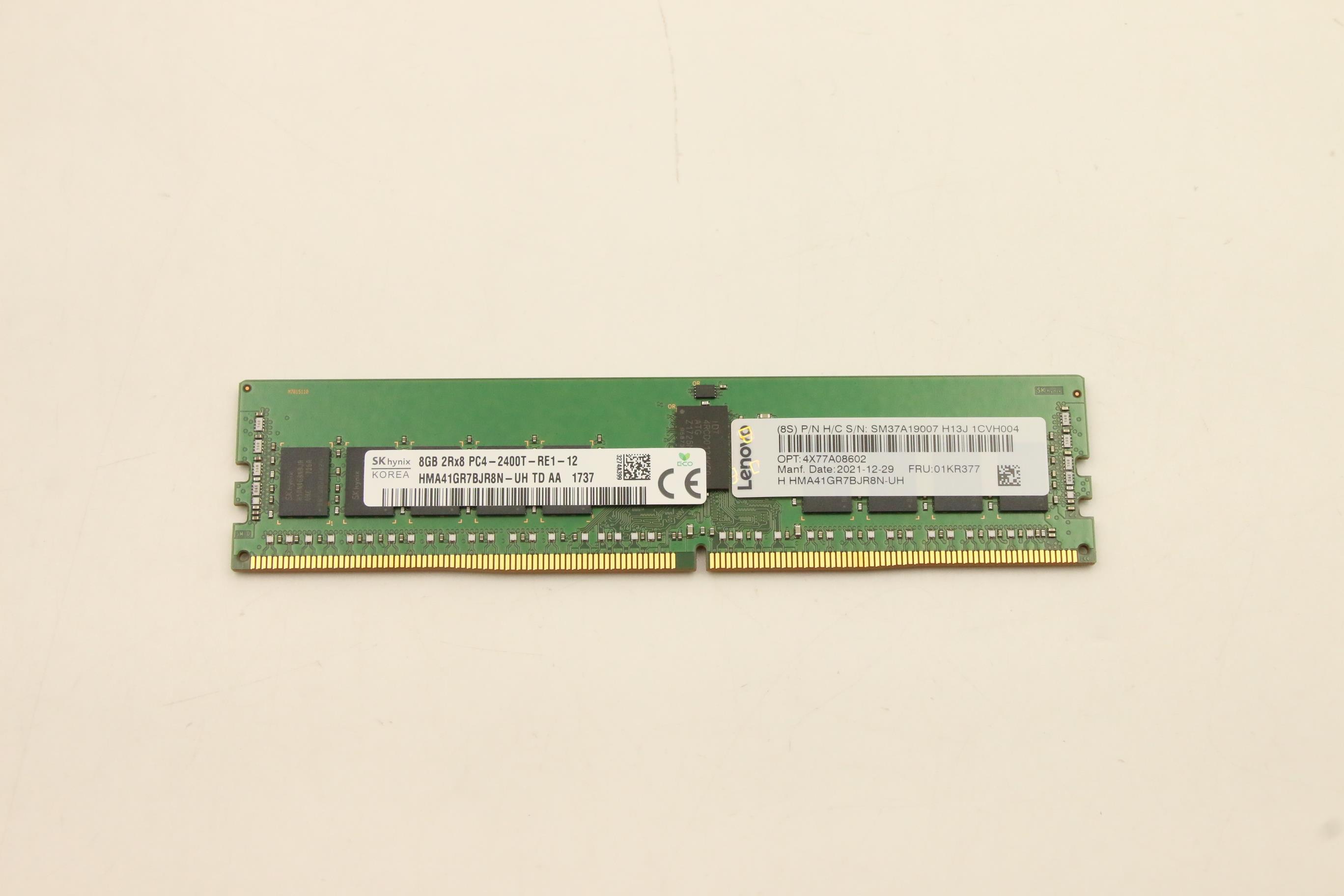 Оперативная память Lenovo 8GB 2RX8 PC4-2400R DDR4-2400 RDIMM 4Gbit 1.2V (01KR377)