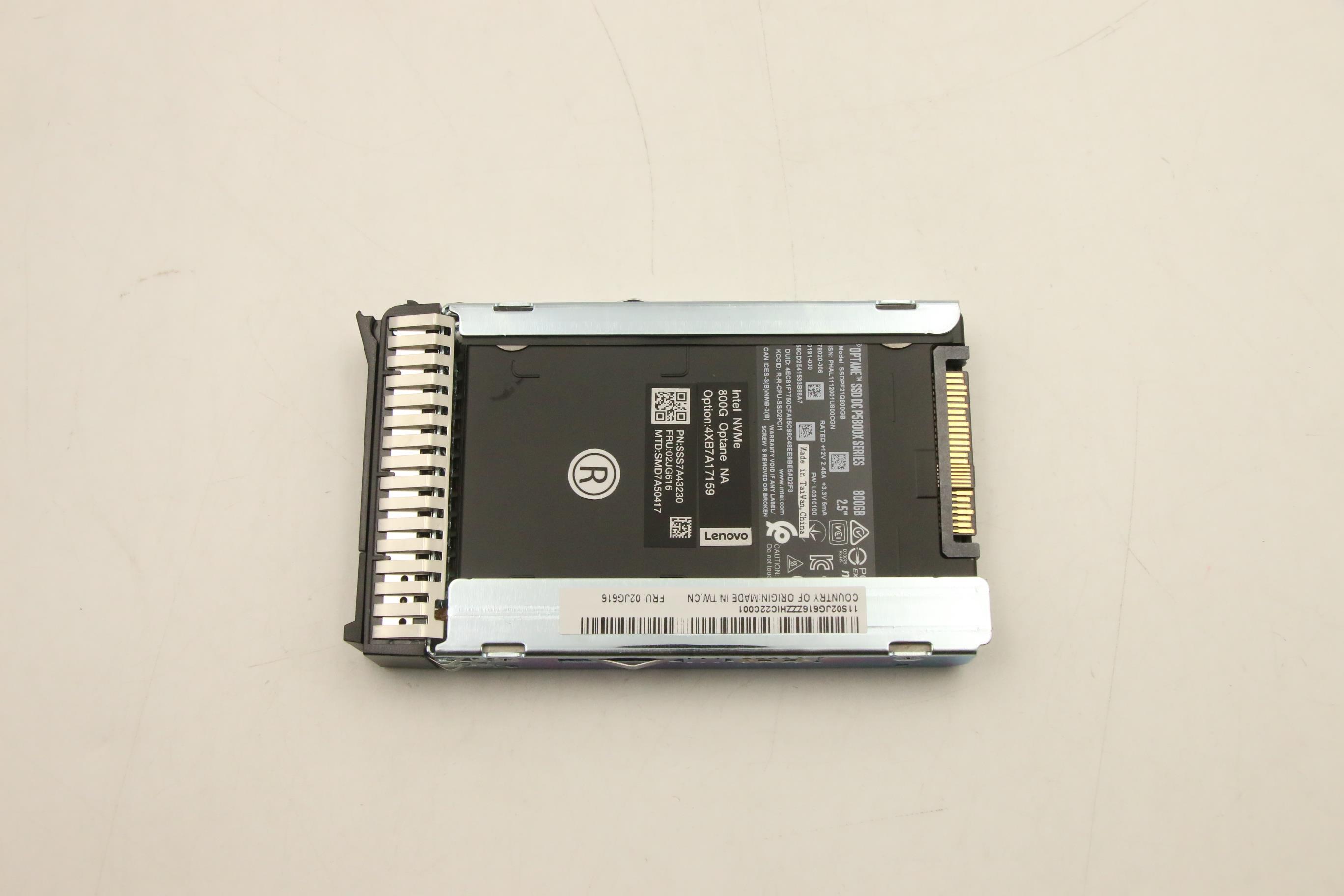 SSD накопитель Lenovo ThinkSystem 2.5” U.2 P5800X 800GB Write Intensive NVMe PCIe 4.0 x4 HS SSD (02JG616)