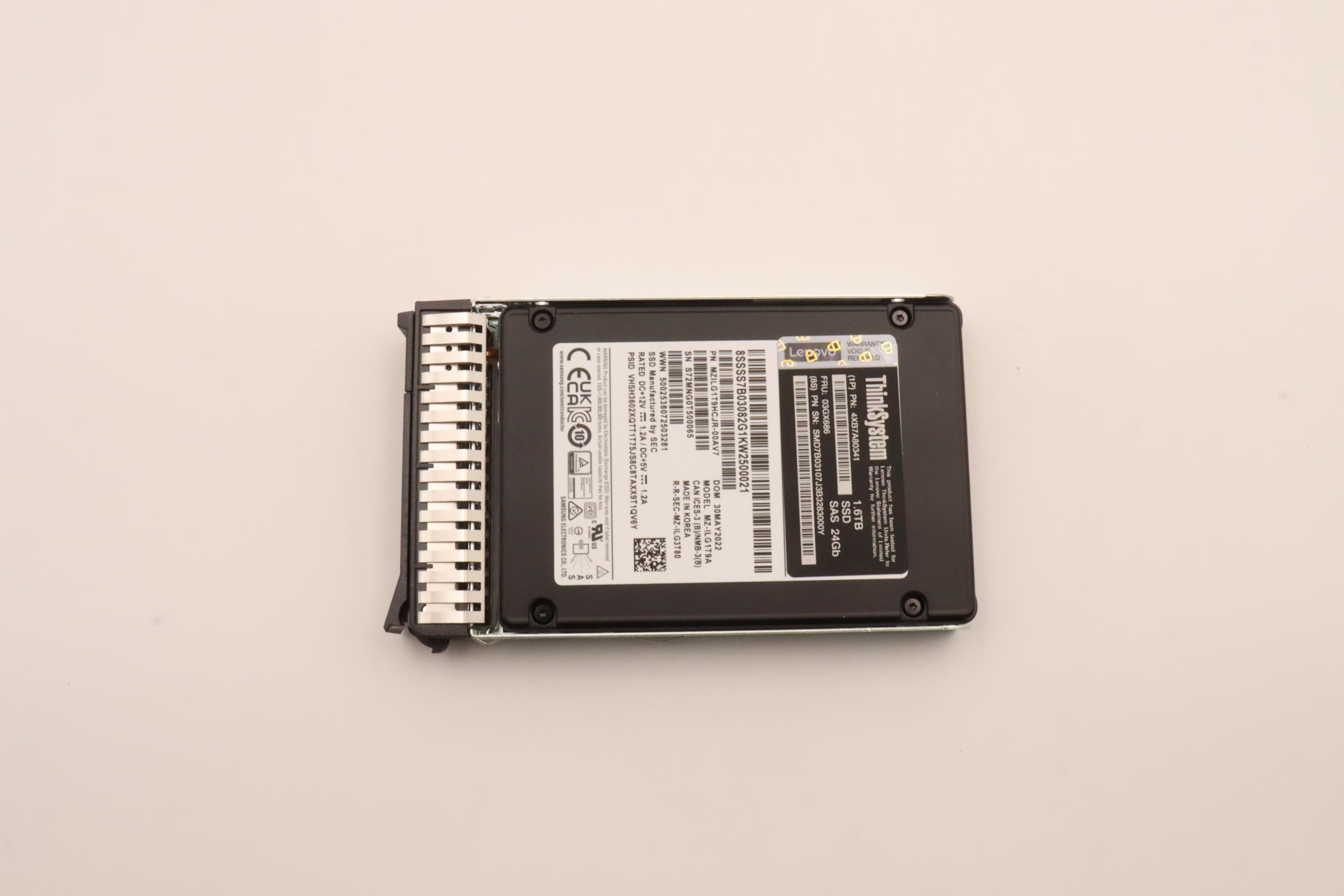 SSD накопитель Lenovo ThinkSystem 2.5" PM1655 1.6TB Mixed Use SAS 24Gb HS SSD SED (03GX686)