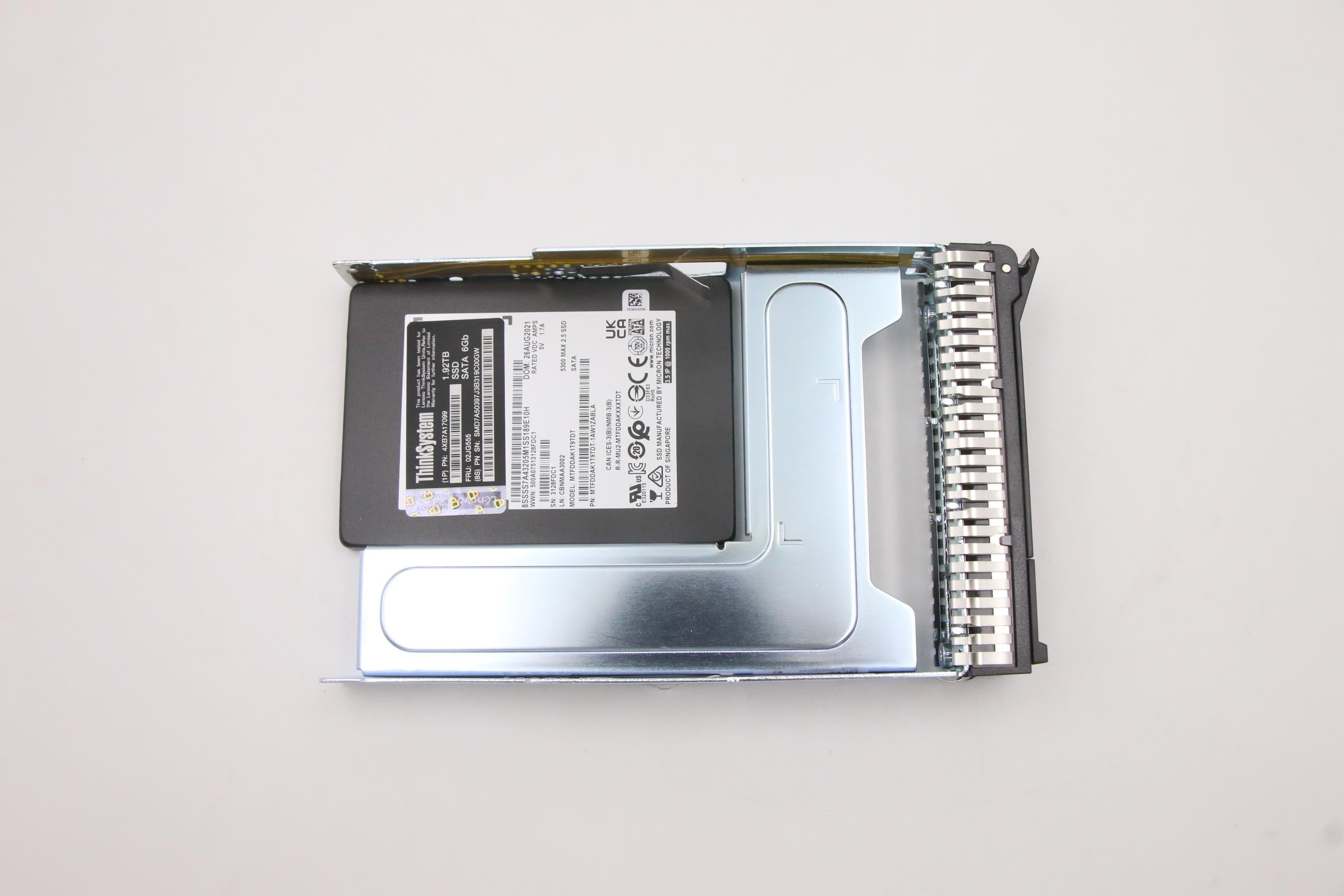 SSD накопитель Lenovo ThinkSystem 3.5" 5300 1.92TB Mainstream SATA 6Gb Hot Swap SSD (02JG555)