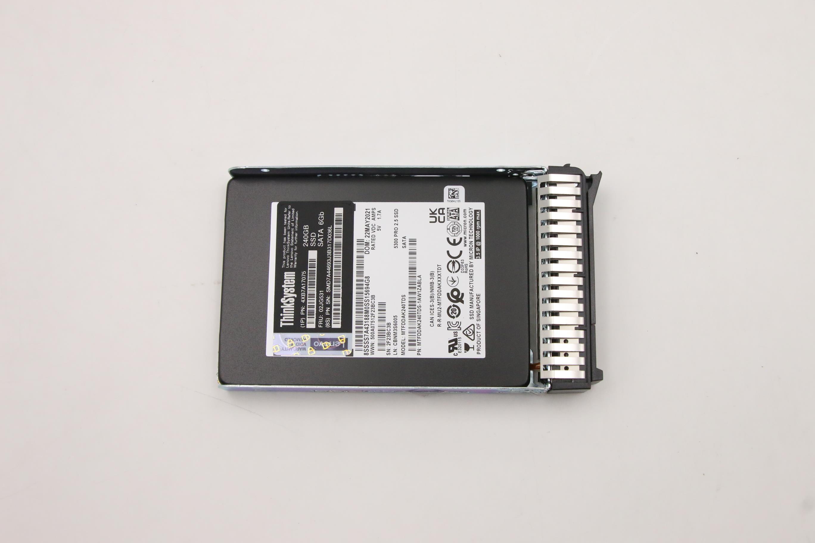 SSD накопитель Lenovo ThinkSystem 2.5" 5300 240GB Entry SATA 6Gb Hot Swap SSD (02JG531)