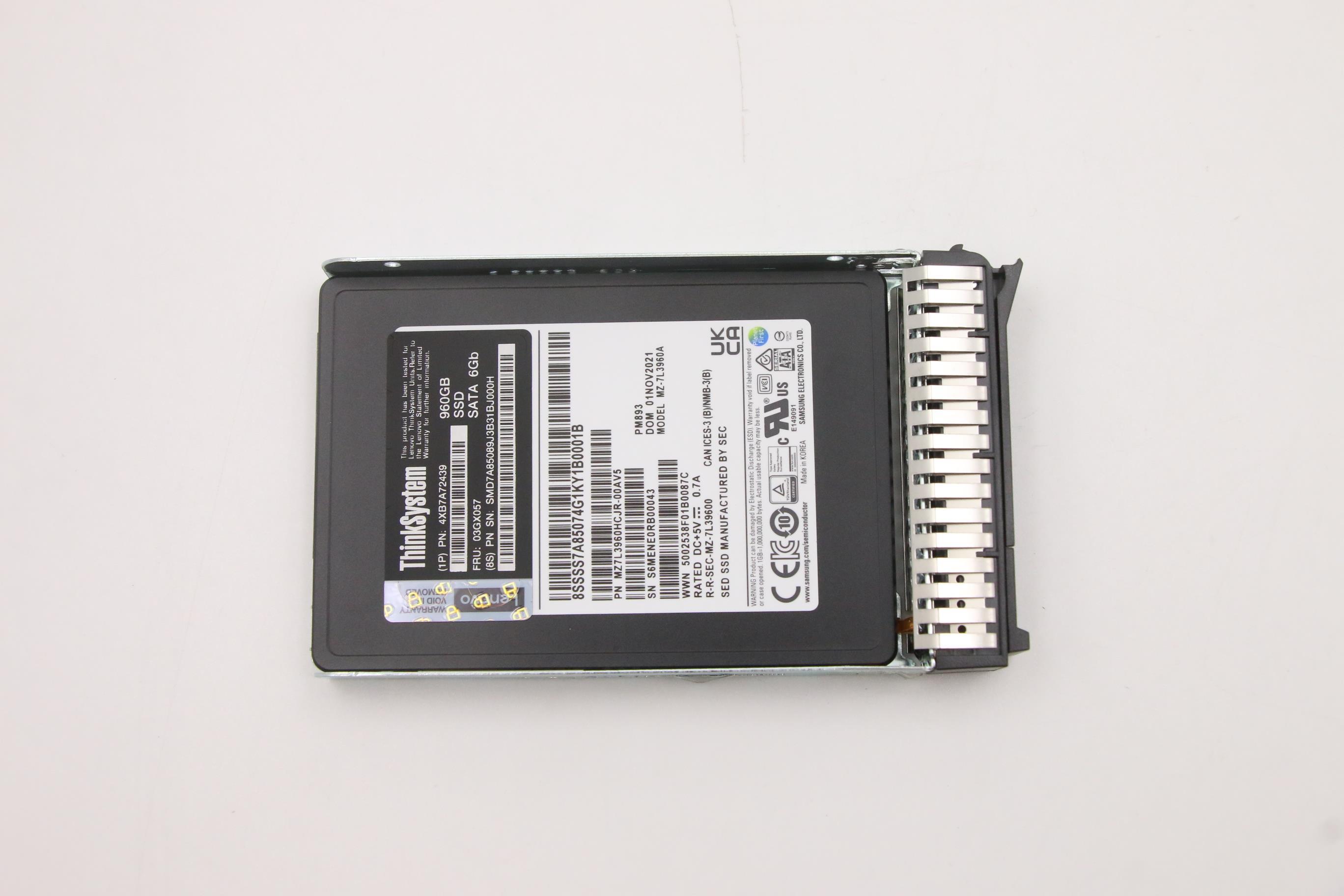 SSD накопитель Lenovo ThinkSystem 2.5" PM893 960GB Read Intensive SATA 6Gb HS SSD (03GX057)