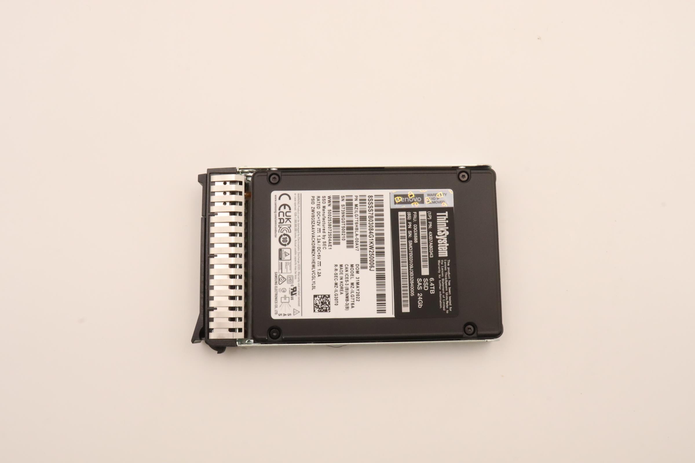 SSD накопитель Lenovo ThinkSystem 2.5" PM1655 6.4TB Mixed Use SAS 24Gb HS SSD SED (03GX688)