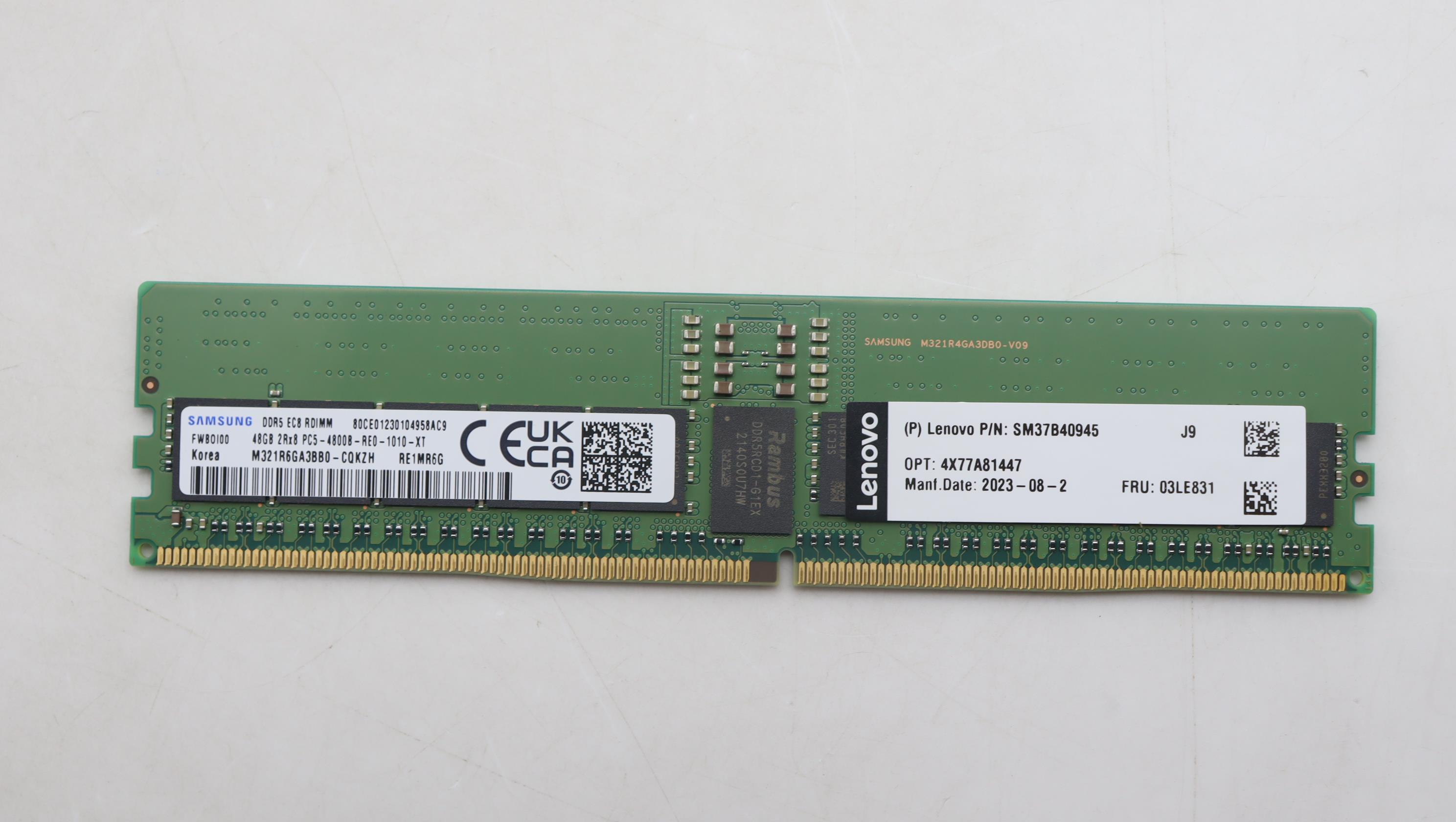 Оперативная память Lenovo 48GB TruDDR5 4800MHz (2Rx8) RDIMM (03LE831)