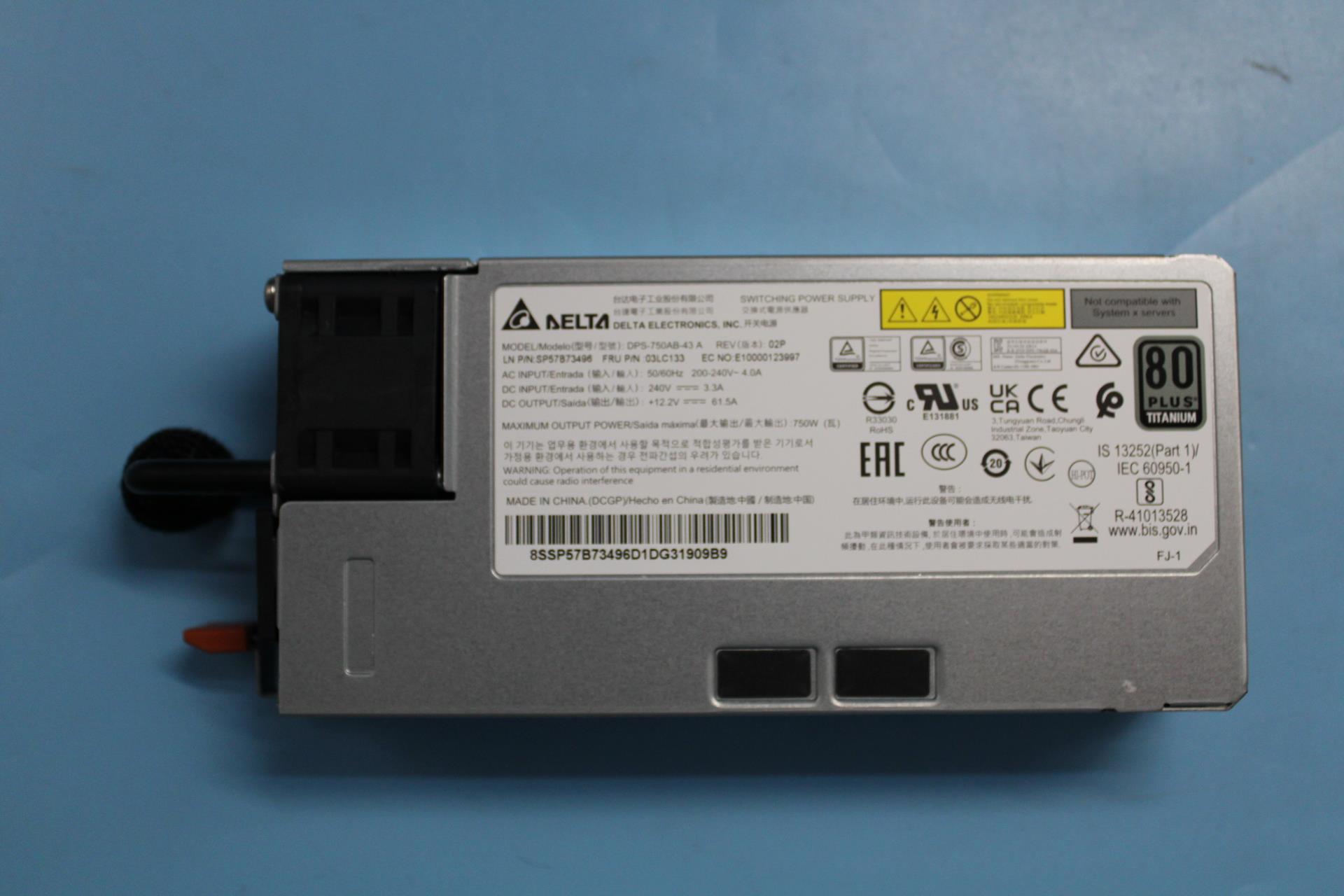 Блок питания Lenovo Power Supply Delta 750W 230Vac AC Hot Swap (03LC133)