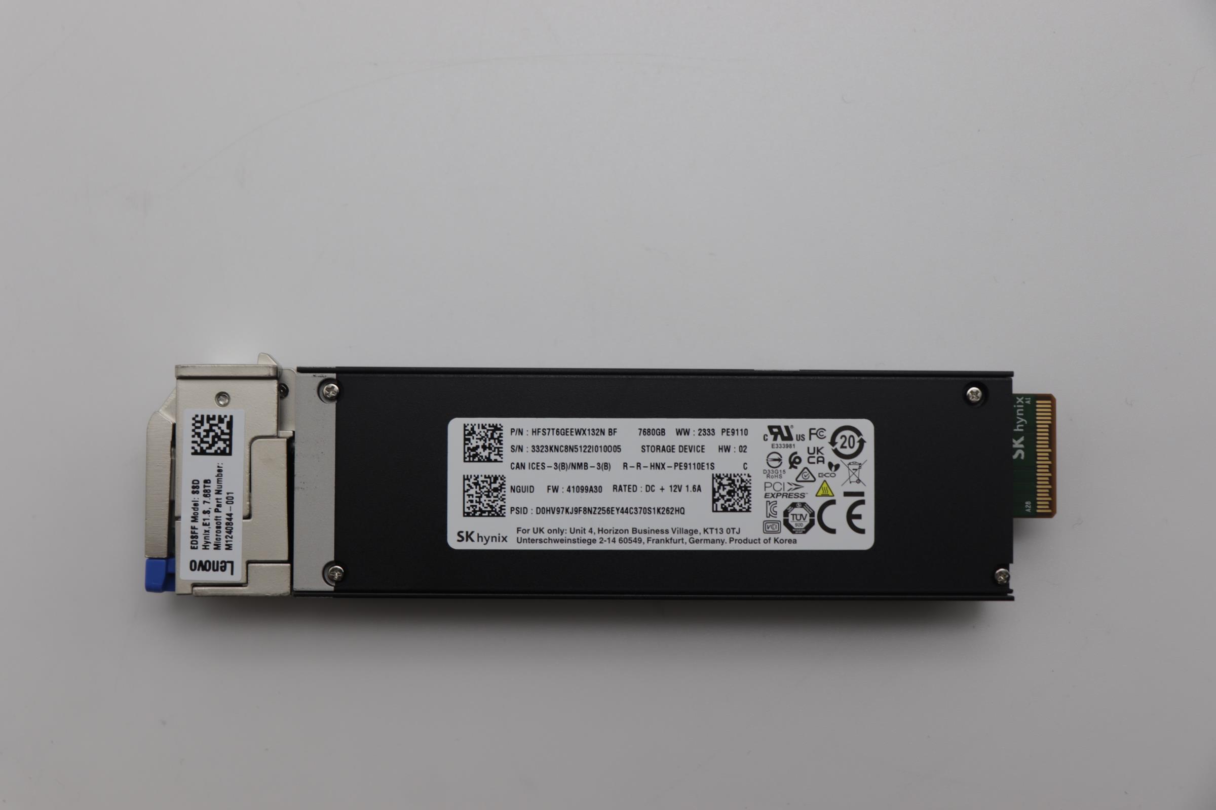 SSD накопитель Hynix PE9110 7.68T HFS7T6GEEWX132N E1.S 15mm NVMe SSD for C2184 M1 AVAP (03KL877)
