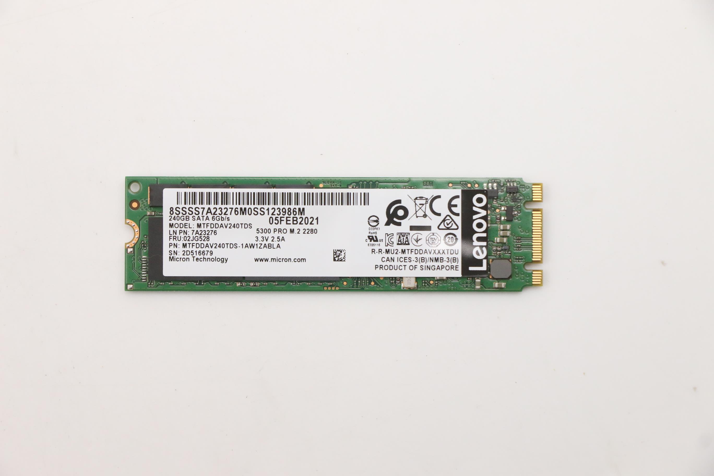 SSD накопитель Lenovo ThinkSystem M.2 5300 240GB SATA 6Gbps Non-Hot Swap SSD (02JG528)