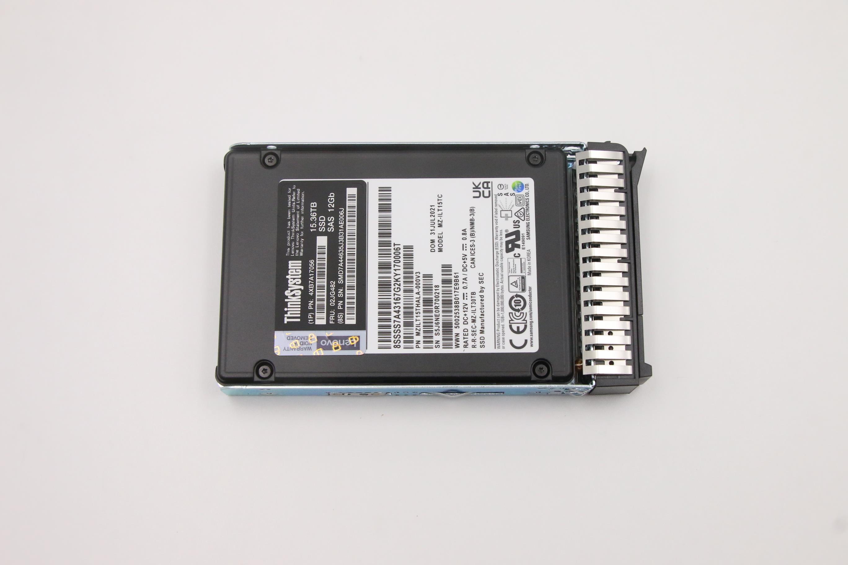 SSD накопитель Lenovo ThinkSystem 2.5" PM1643a 15.36TB Capacity SAS 12Gb Hot Swap SSD (02JG482)