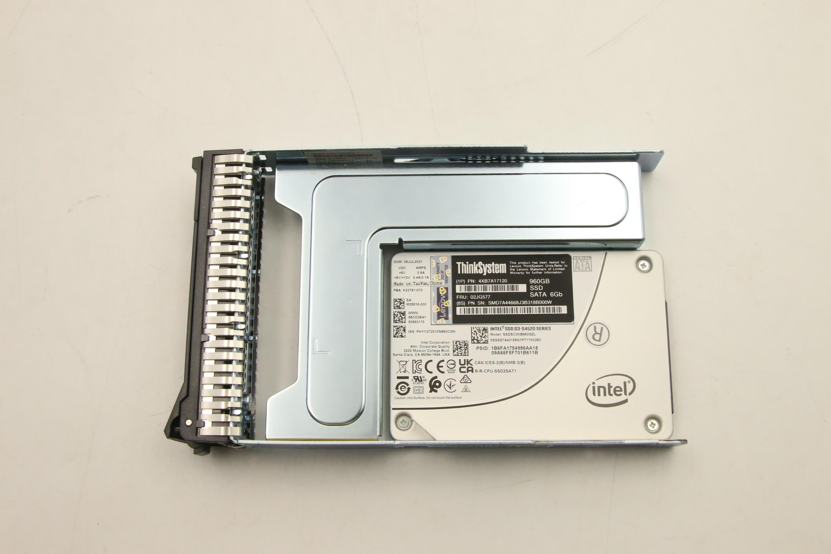 SSD накопитель Lenovo ThinkSystem 3.5" S4520 960GB Read Intensive SATA 6Gb HS SSD (02JG577)
