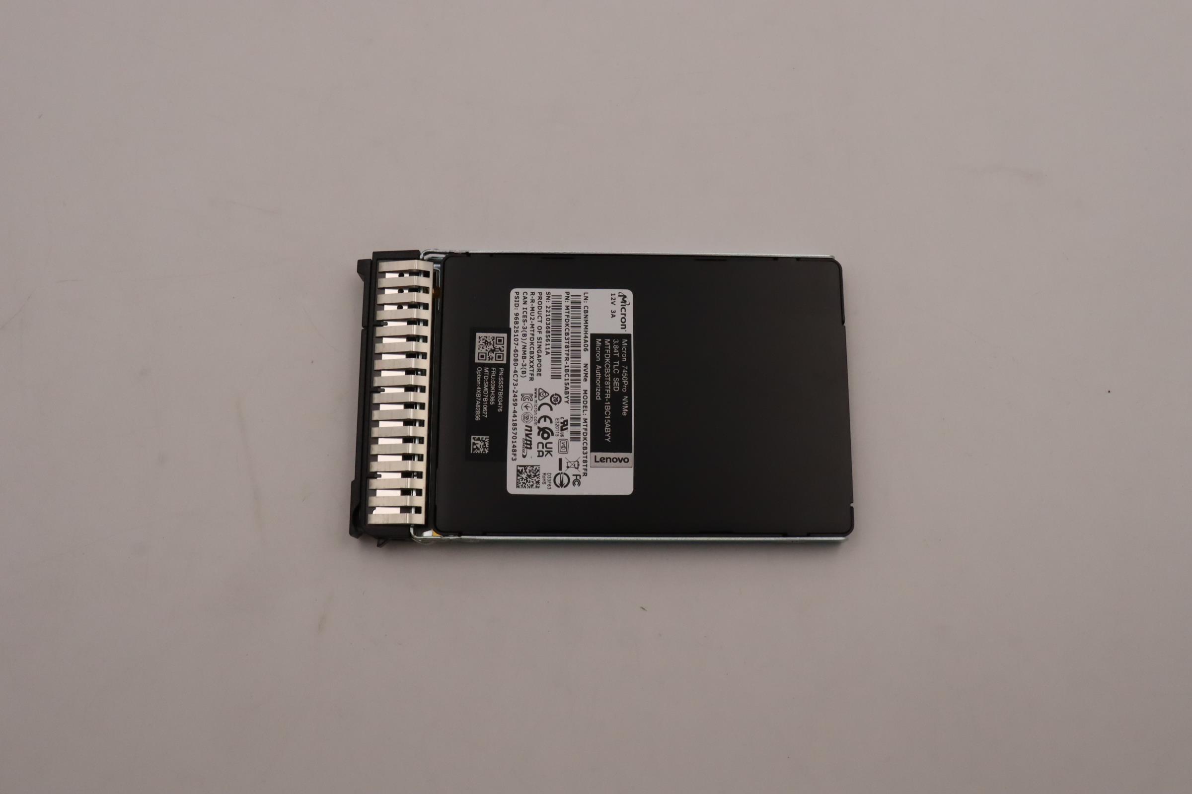 SSD накопитель Lenovo ThinkSystem 7mm U.3 7450 PRO 3.84TB Read Intensive NVMe PCIe 4.0 x4 HS SSD SED (03KH365)